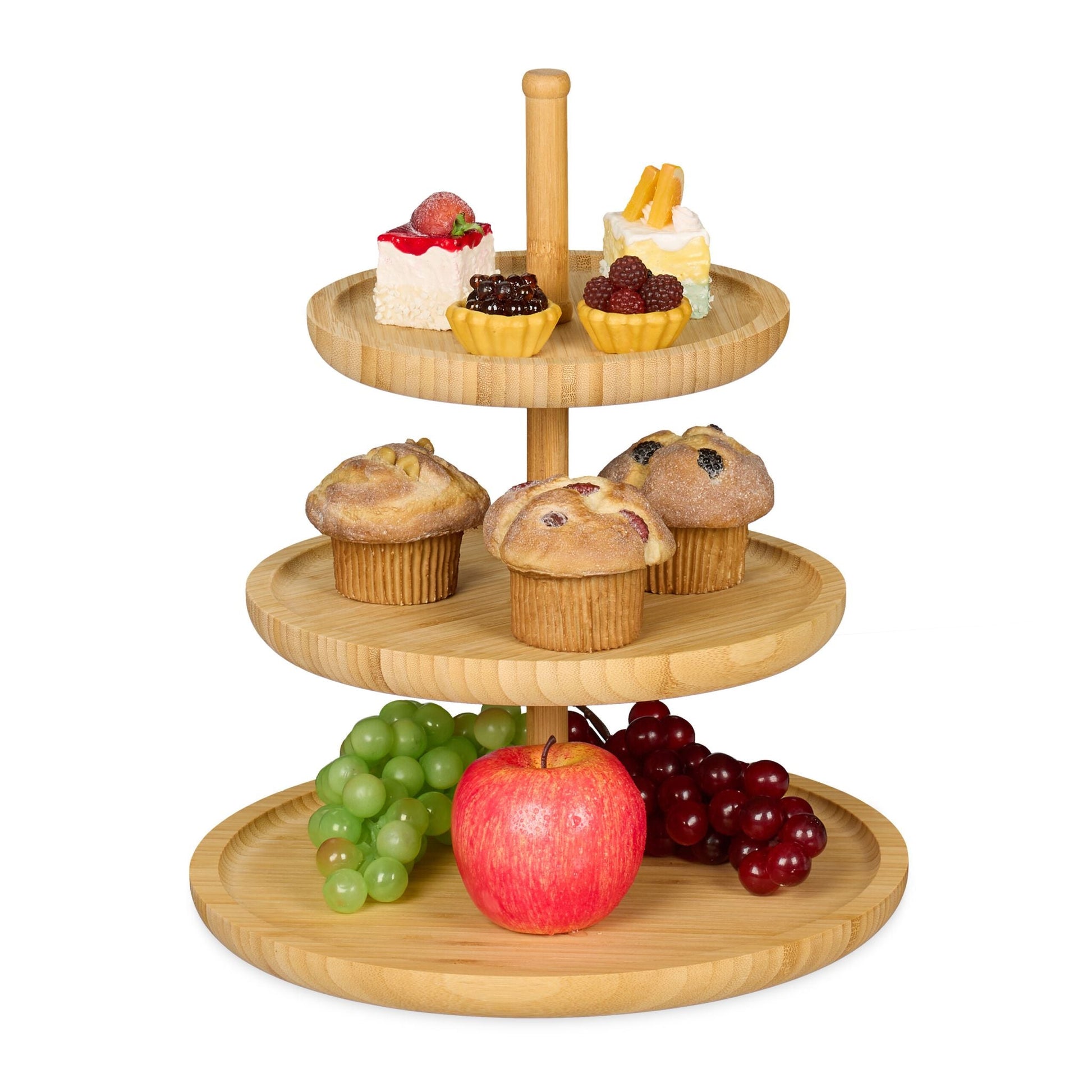 Etagere Bambus mit 3 Schalen Hellbraun von Relaxdays