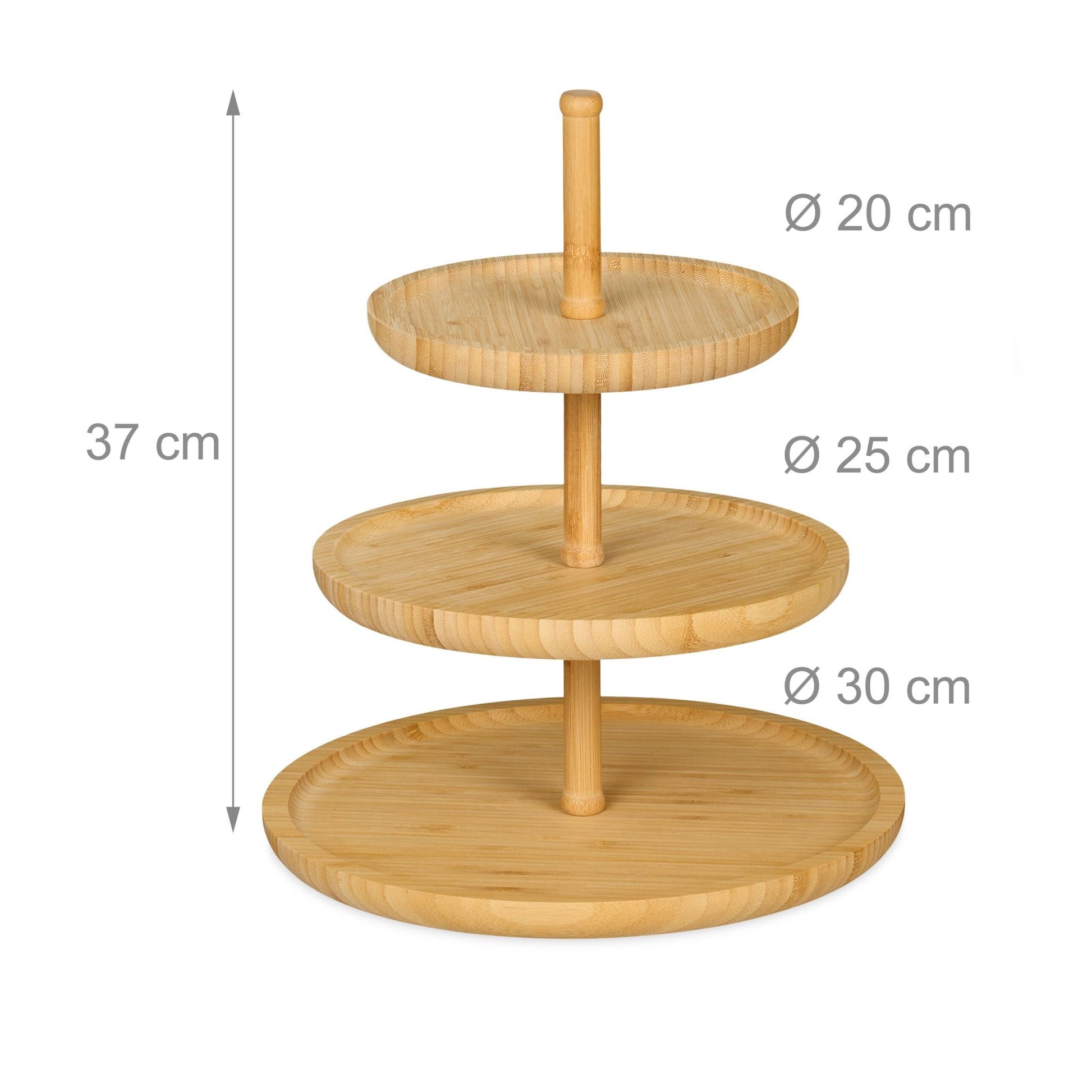 Etagere Bambus mit 3 Schalen Hellbraun von Relaxdays