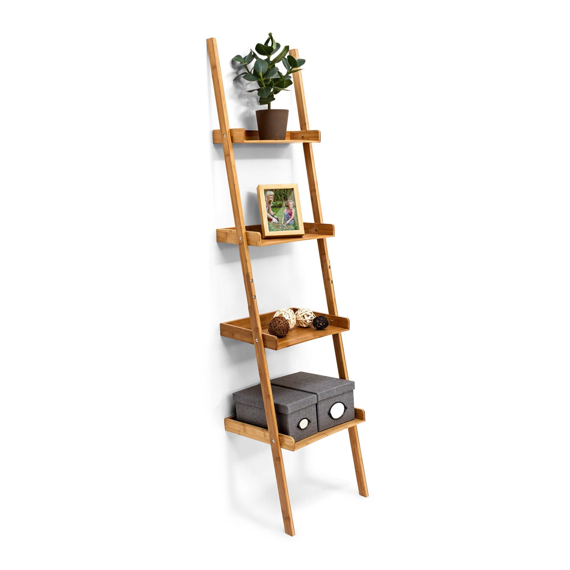Leiterregal Bambus 4-stufig Hellbraun von Relaxdays