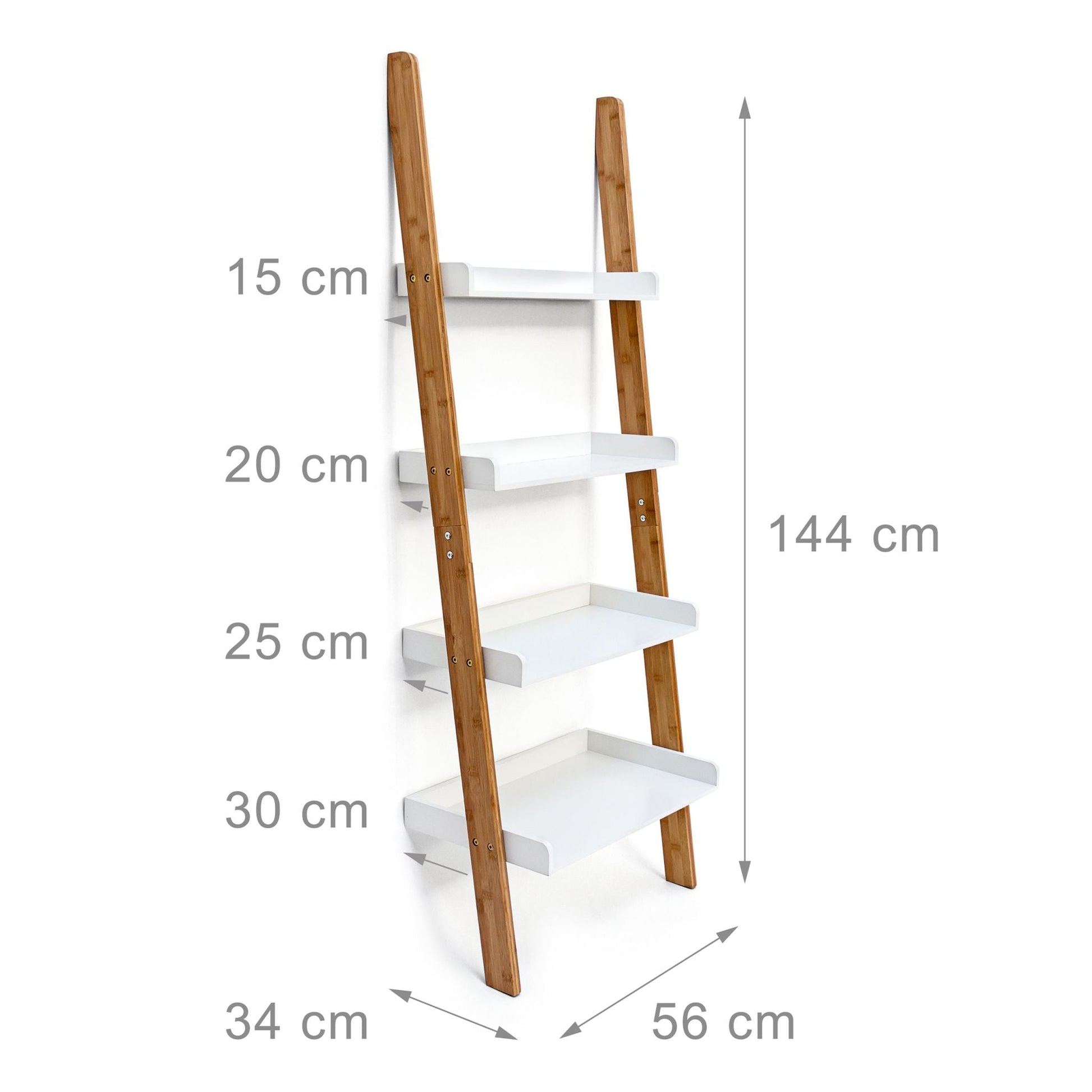 Leiterregal BAMBOO Weiss-Hellbraun von Relaxdays