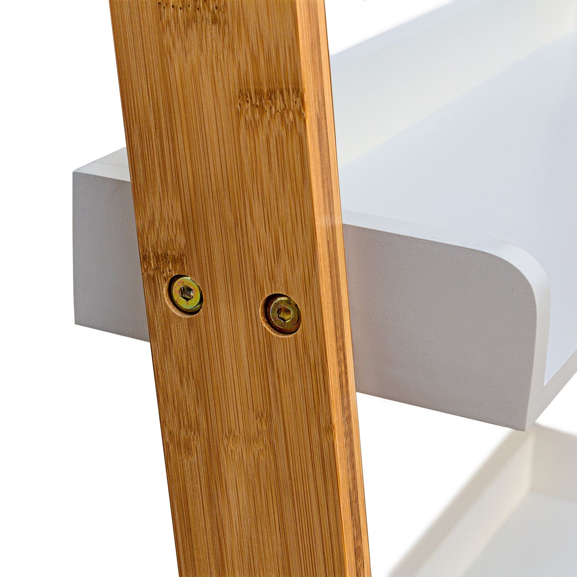 Leiterregal BAMBOO Weiss-Hellbraun von Relaxdays