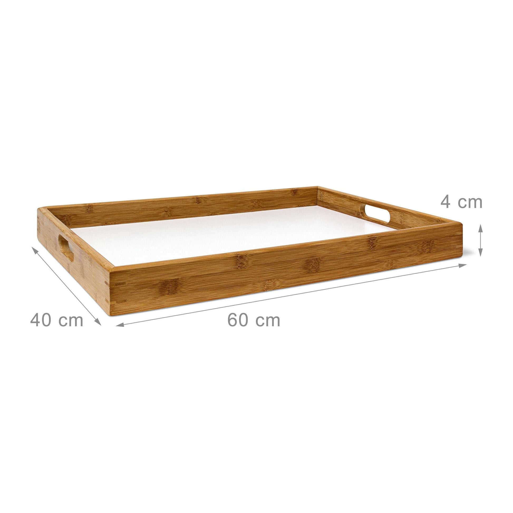 Tabletttisch Holz & Bambus 72cm Weiss-Braun von Relaxdays