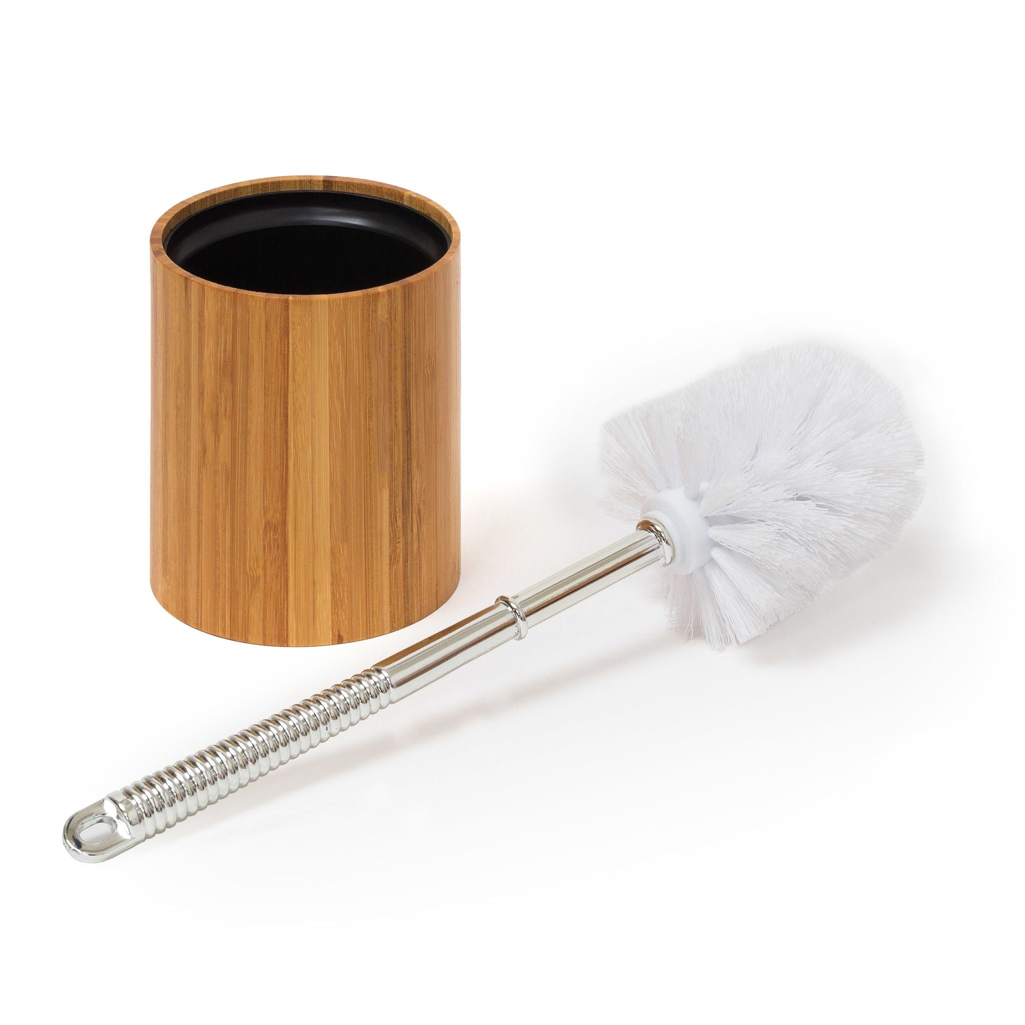 WC-Bürstenhalter Bambus Weiss-Hellbraun-Silber