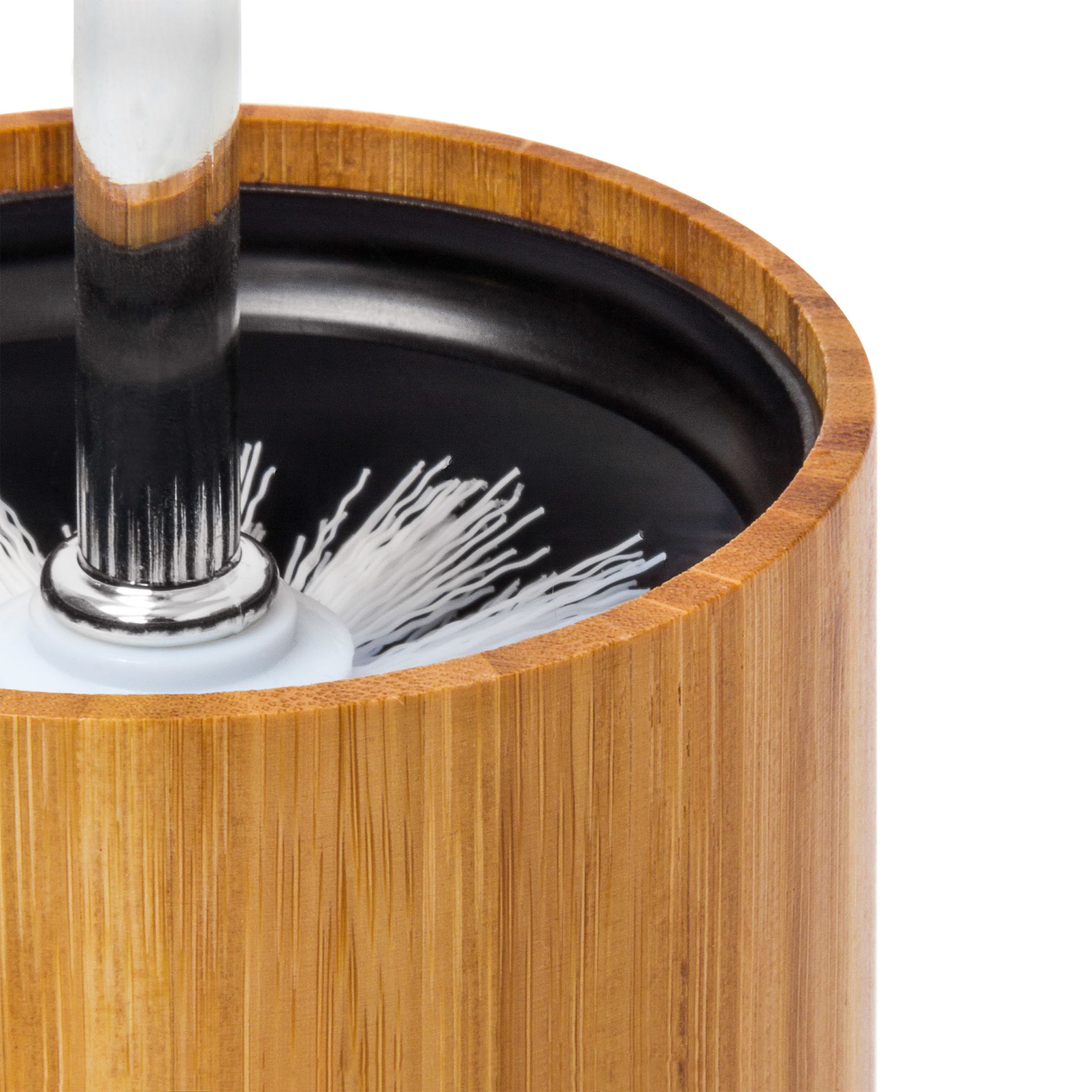 WC-Bürstenhalter Bambus Weiss-Hellbraun-Silber