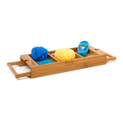 Badewannenablage Bambus ziehbar Hellbraun von Relaxdays