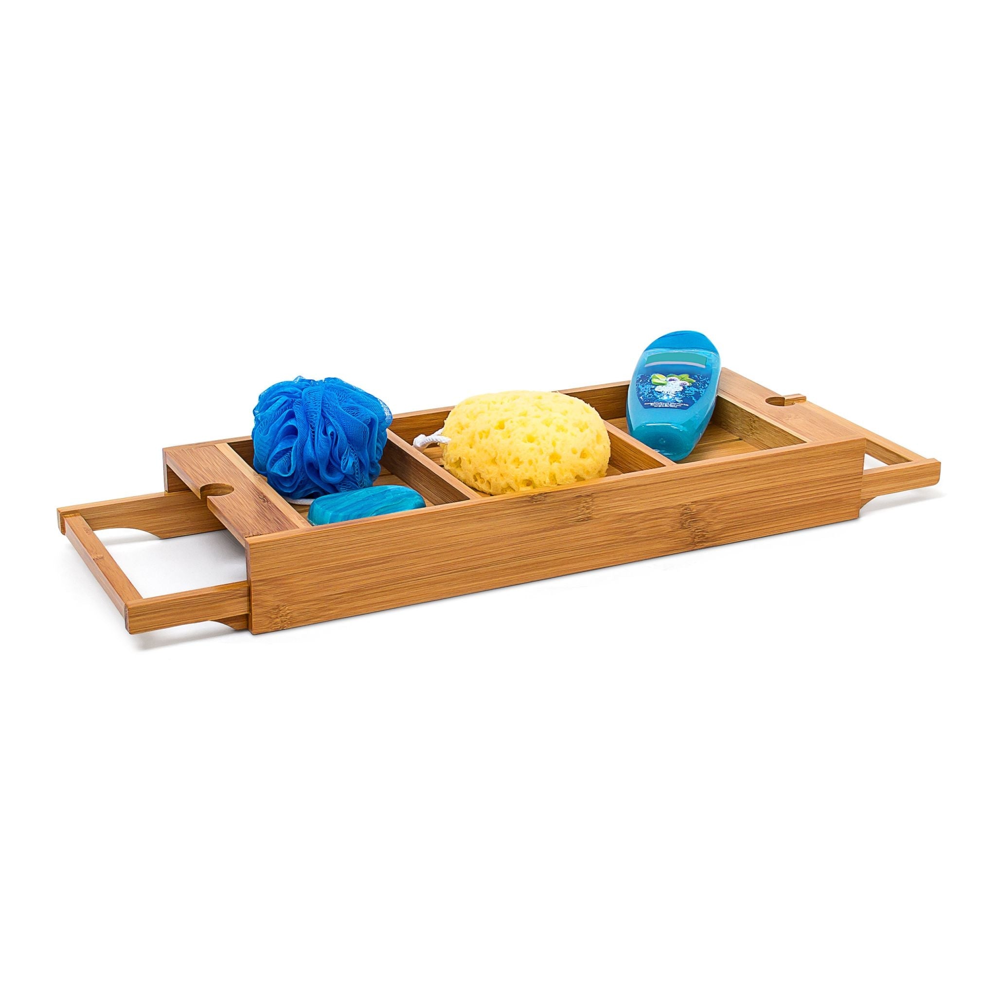 Badewannenablage Bambus ziehbar Hellbraun von Relaxdays