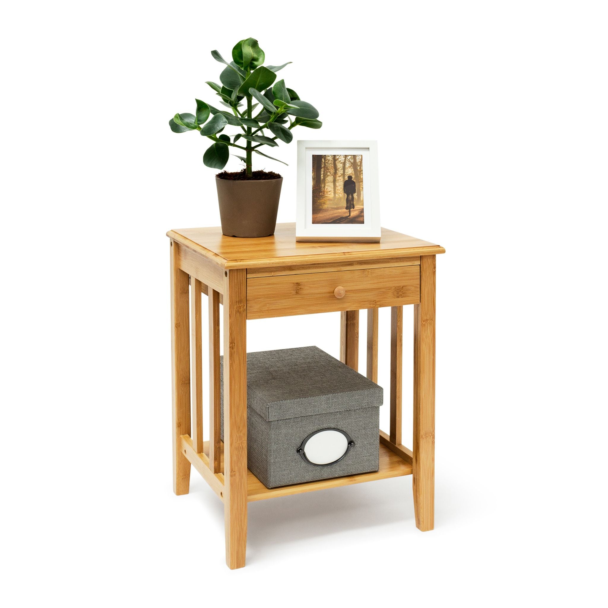Beistelltisch mit Schublade Bambus Hellbraun von Relaxdays