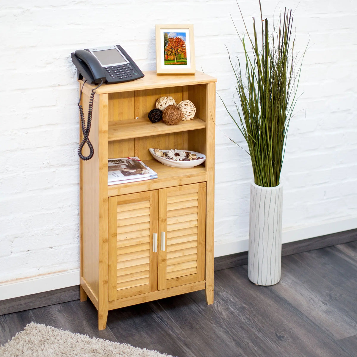 Badezimmerschrank LAMELL Bambus Hellbraun von Relaxdays