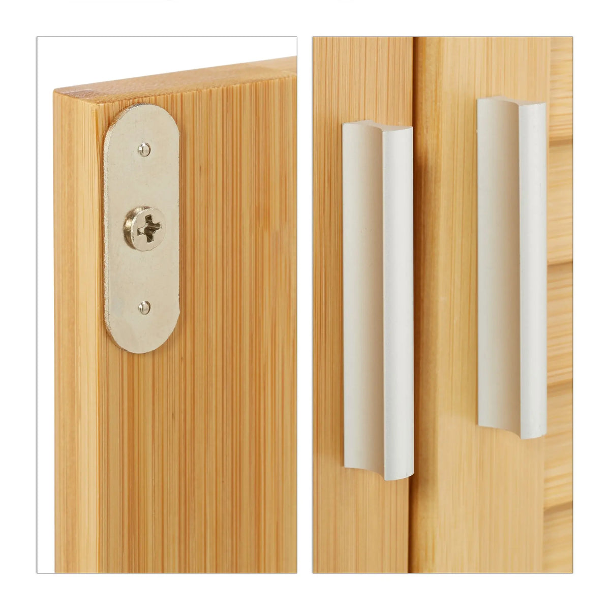 Badezimmerschrank LAMELL Bambus Hellbraun von Relaxdays