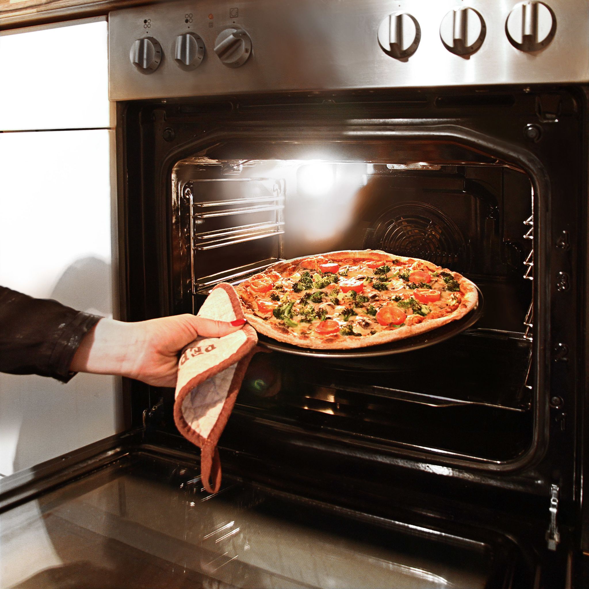 Pizzablech rund 4er-Set Anthrazit von Relaxdays