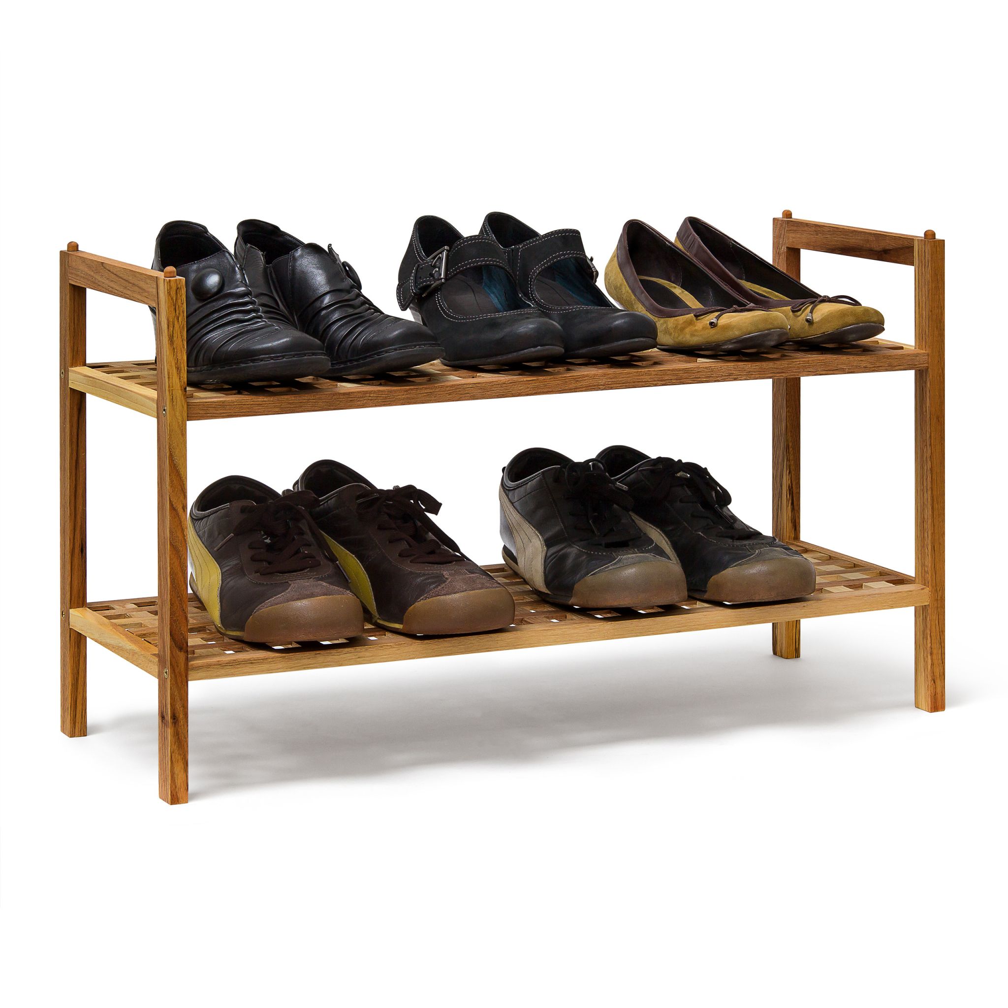 Schuhregal Walnuss stapelbar Hellbraun von Relaxdays