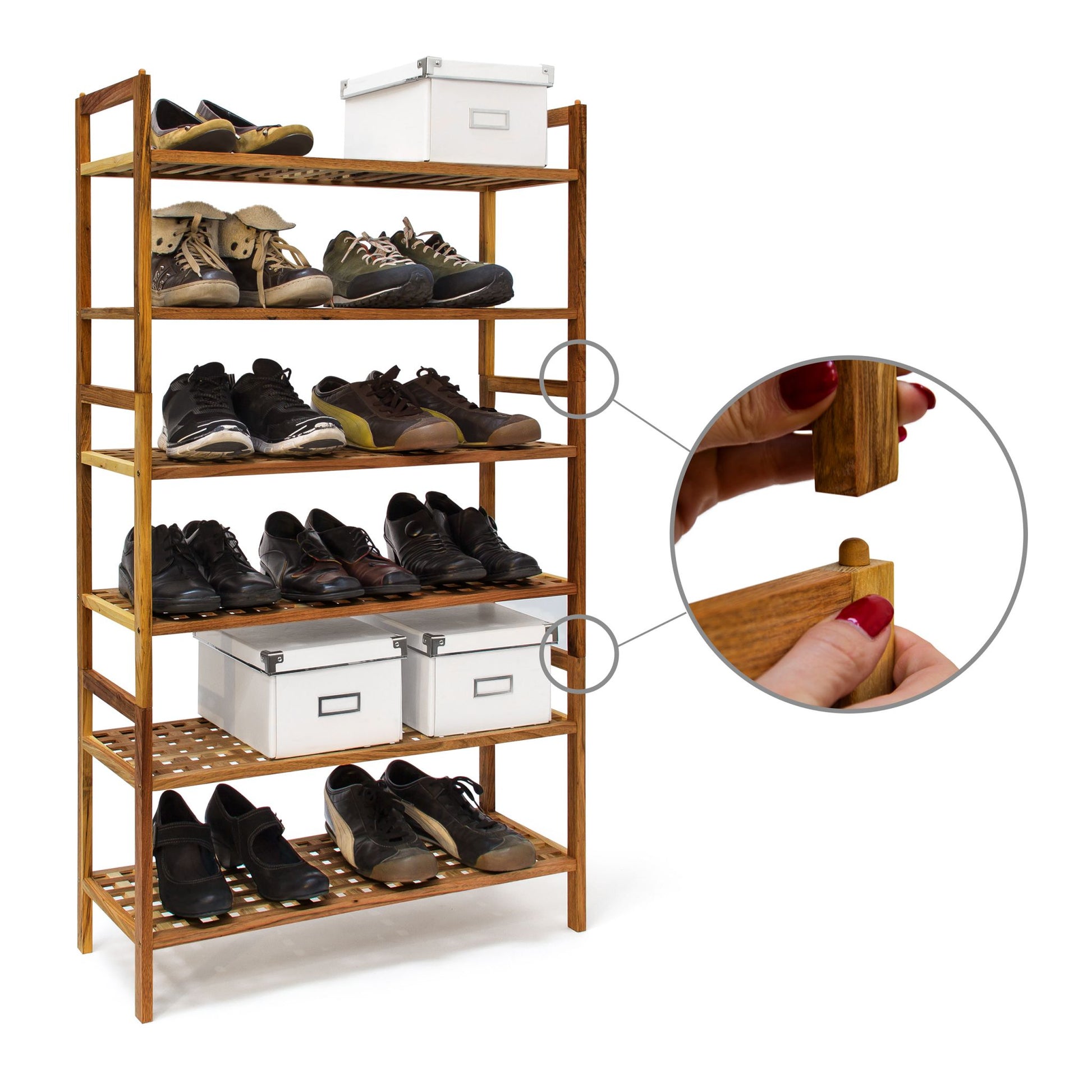 Schuhregal Walnuss stapelbar Hellbraun von Relaxdays