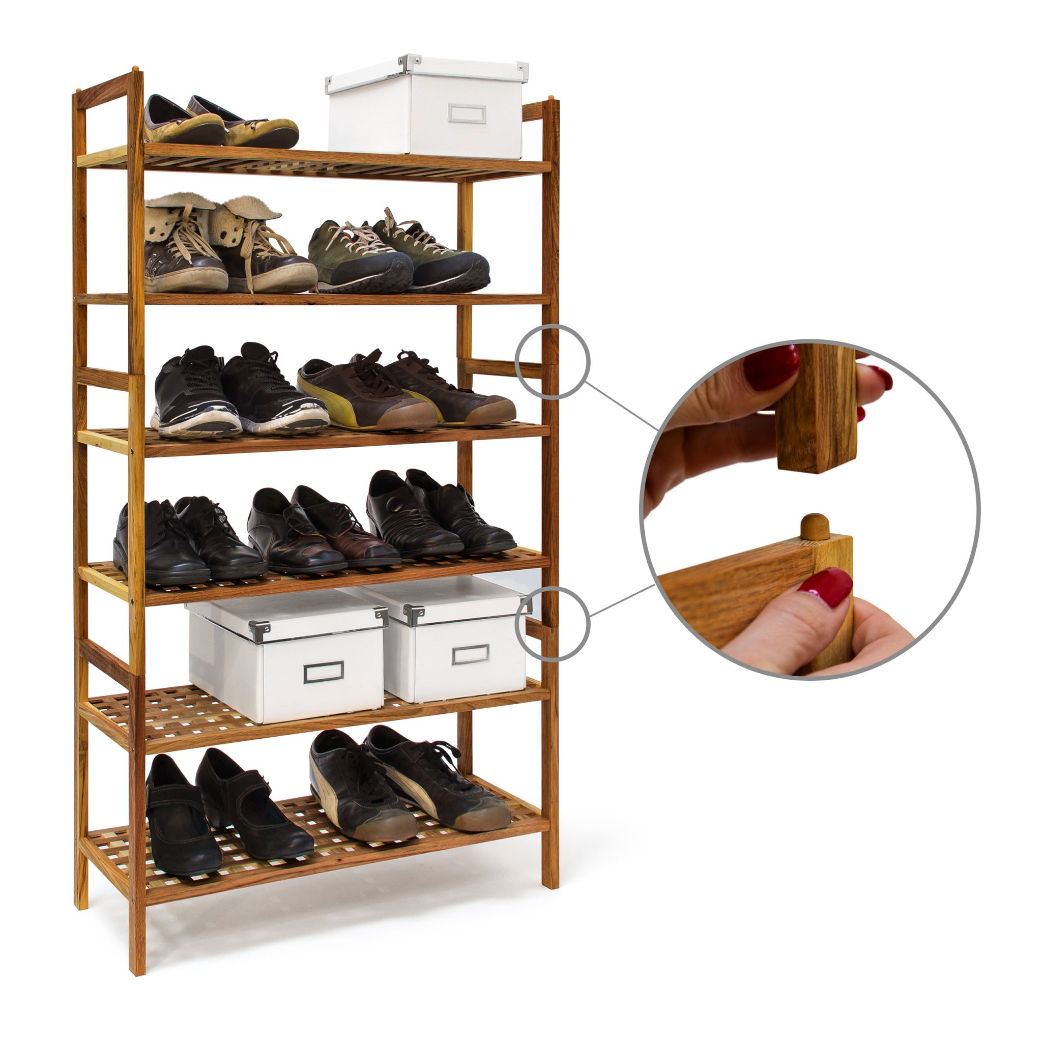 Schuhregal Walnuss stapelbar Hellbraun von Relaxdays