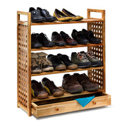Schuhregal Walnuss mit Schublade Hellbraun von Relaxdays