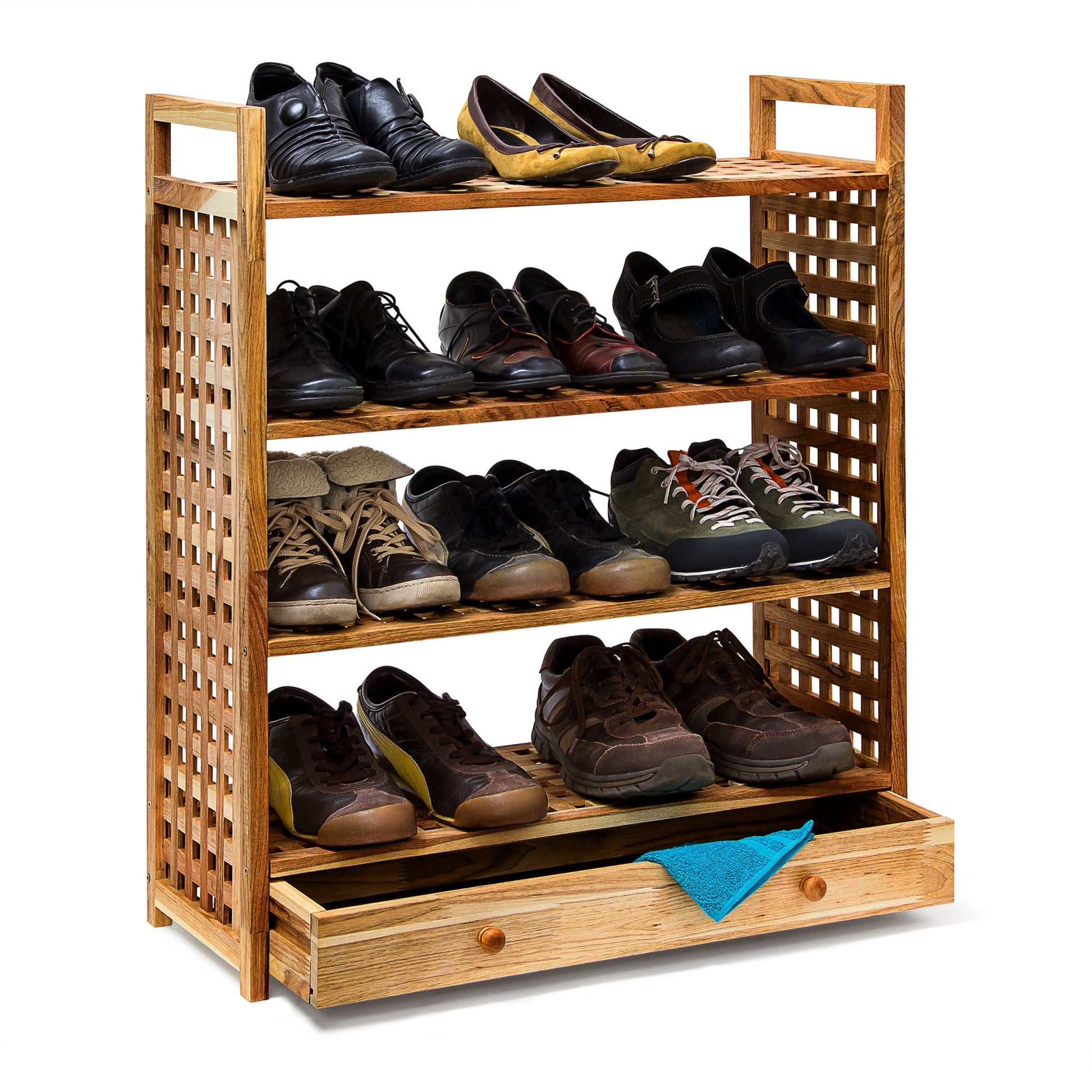 Schuhregal Walnuss mit Schublade Hellbraun von Relaxdays