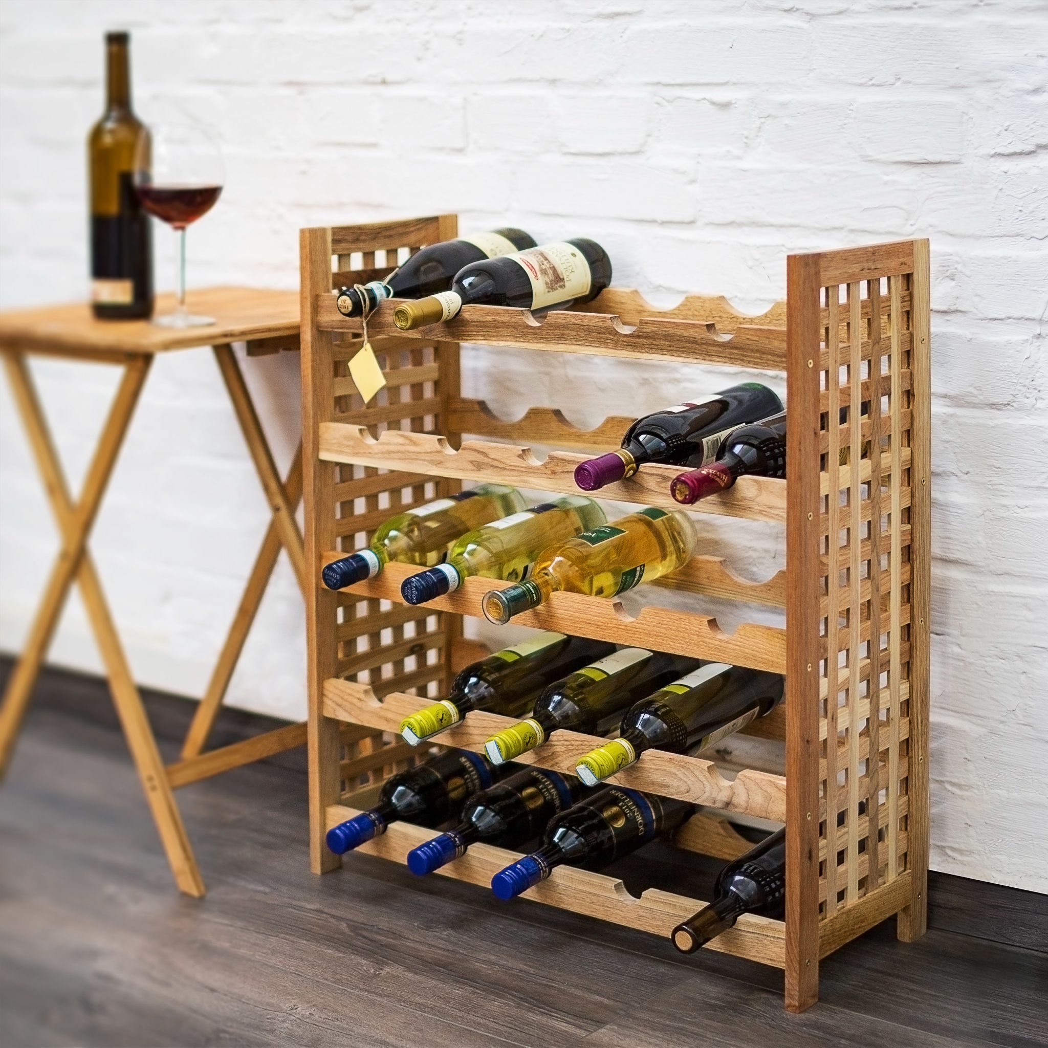 Weinregal Walnuss für 25 Flaschen Braun von Relaxdays