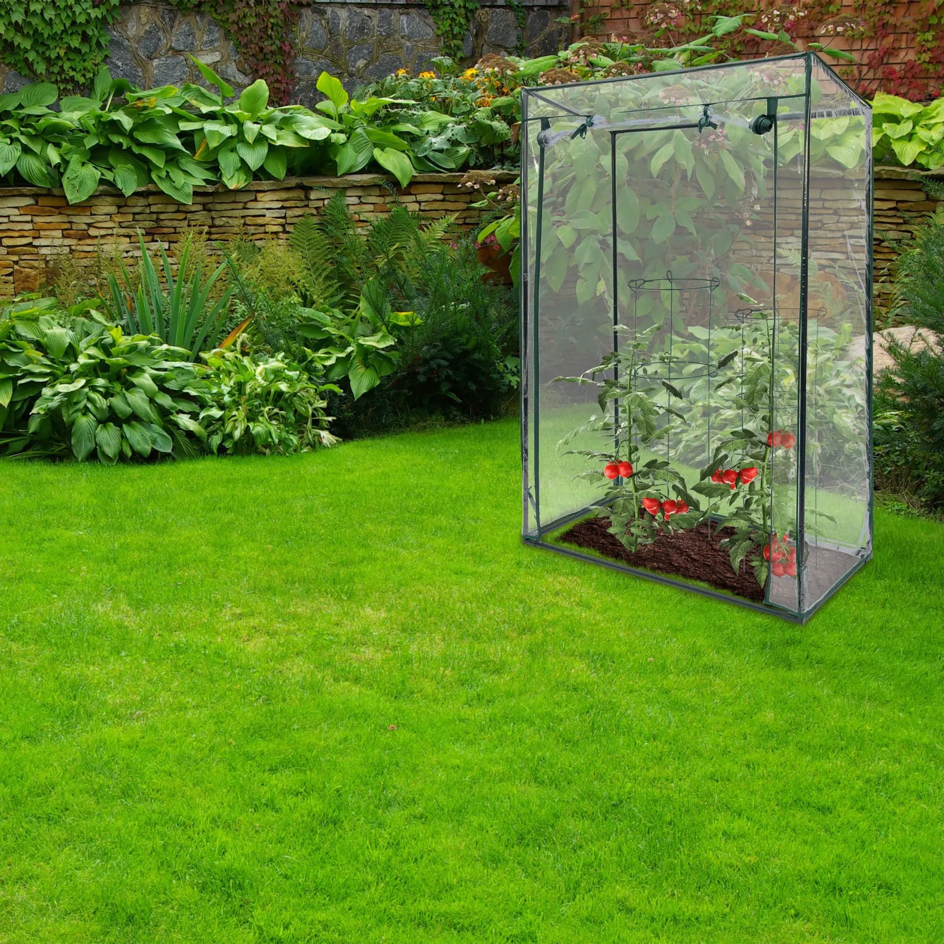 Gewächshaus für Tomaten mit Schrägdach Schwarz-Transparent von Relaxdays