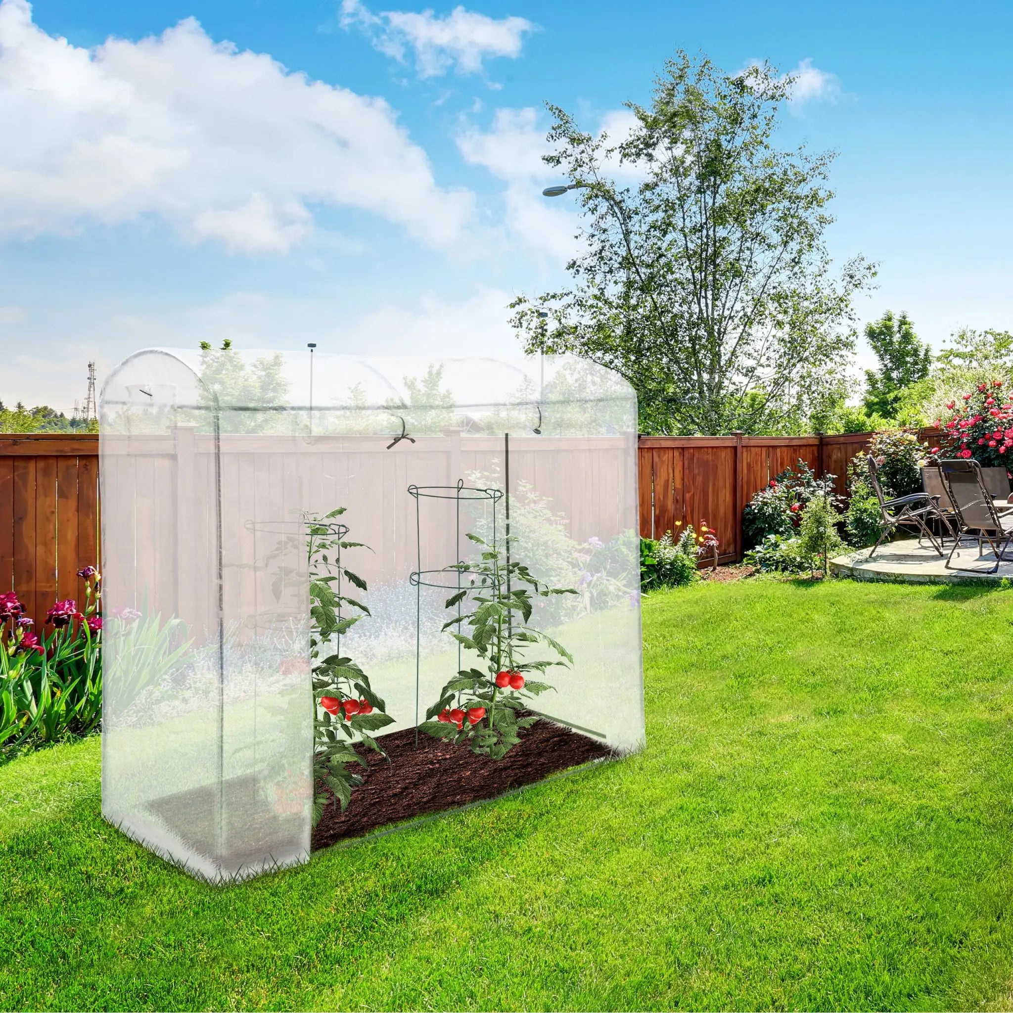 Tomatengewächshaus XL mit Runddach Schwarz-Transparent von Relaxdays