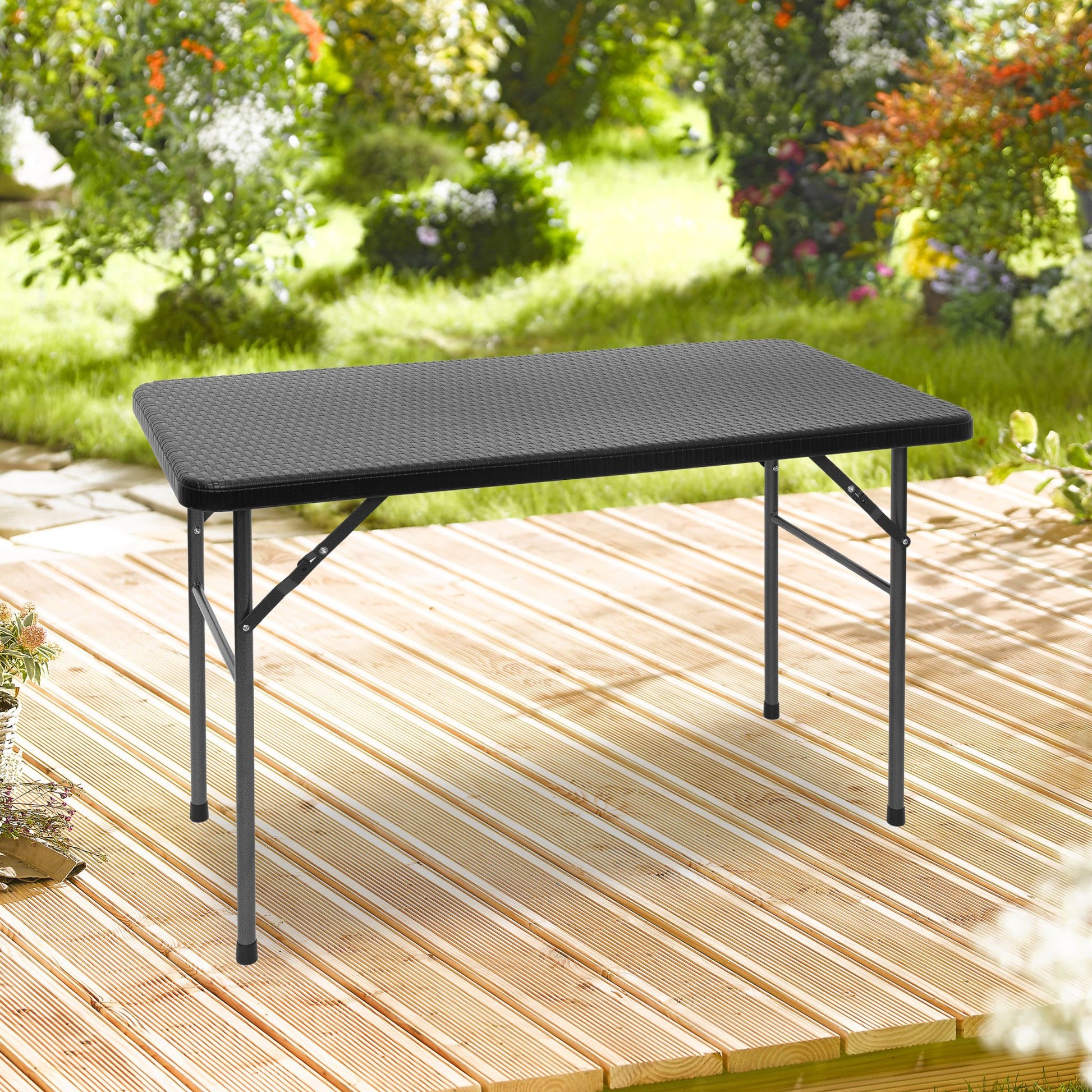 Gartentisch klappbar BASTIAN Schwarz von Relaxdays