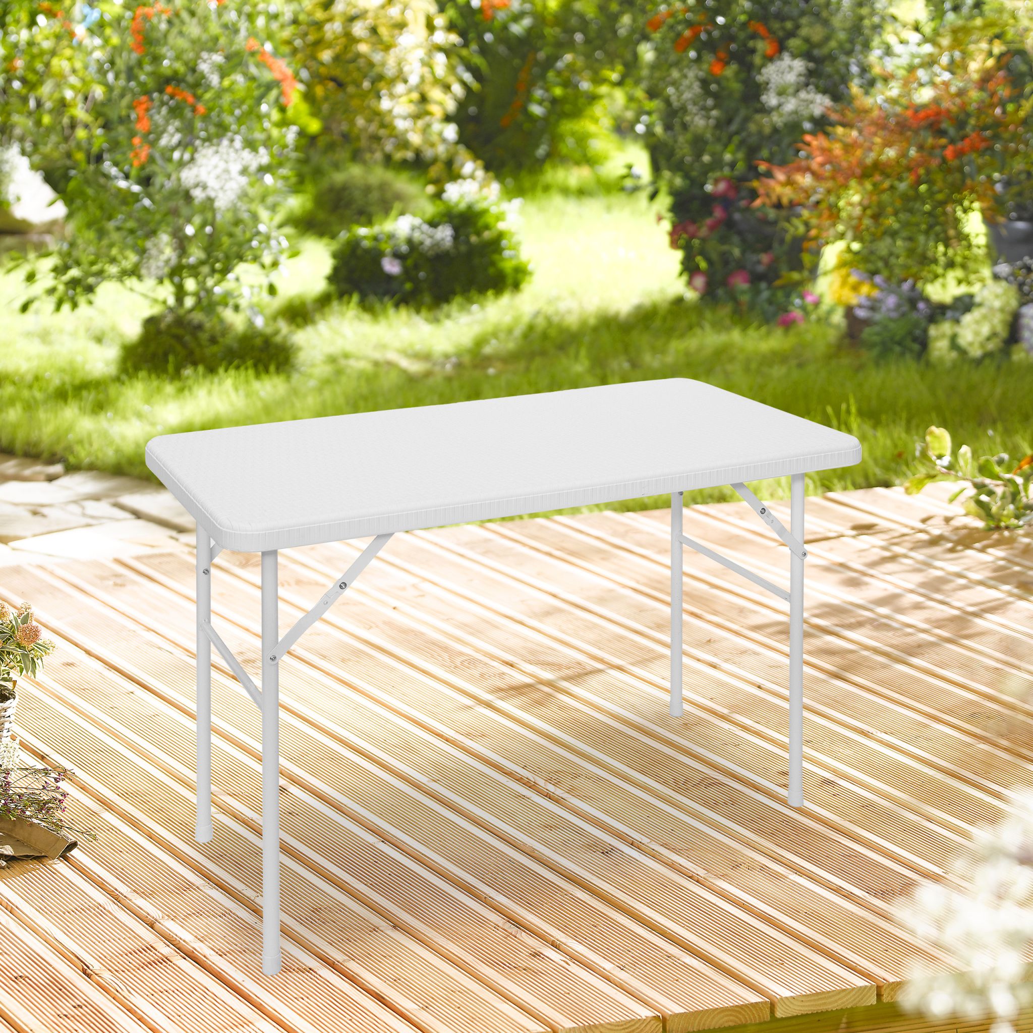 Gartentisch klappbar BASTIAN Weiss von Relaxdays
