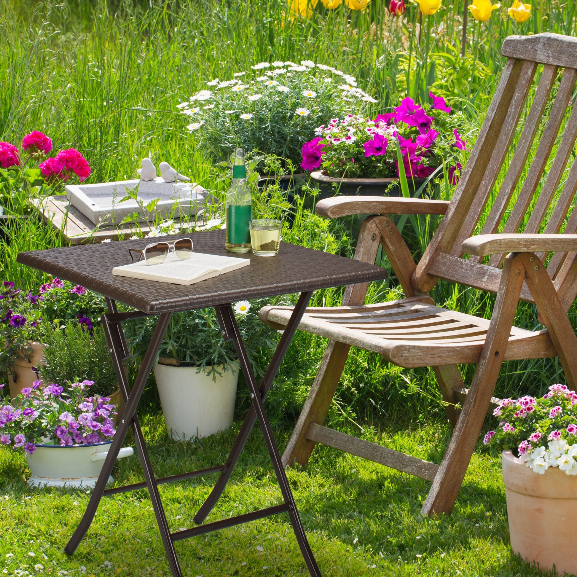 Gartentisch klappbar BASTIAN Dunkelbraun von Relaxdays