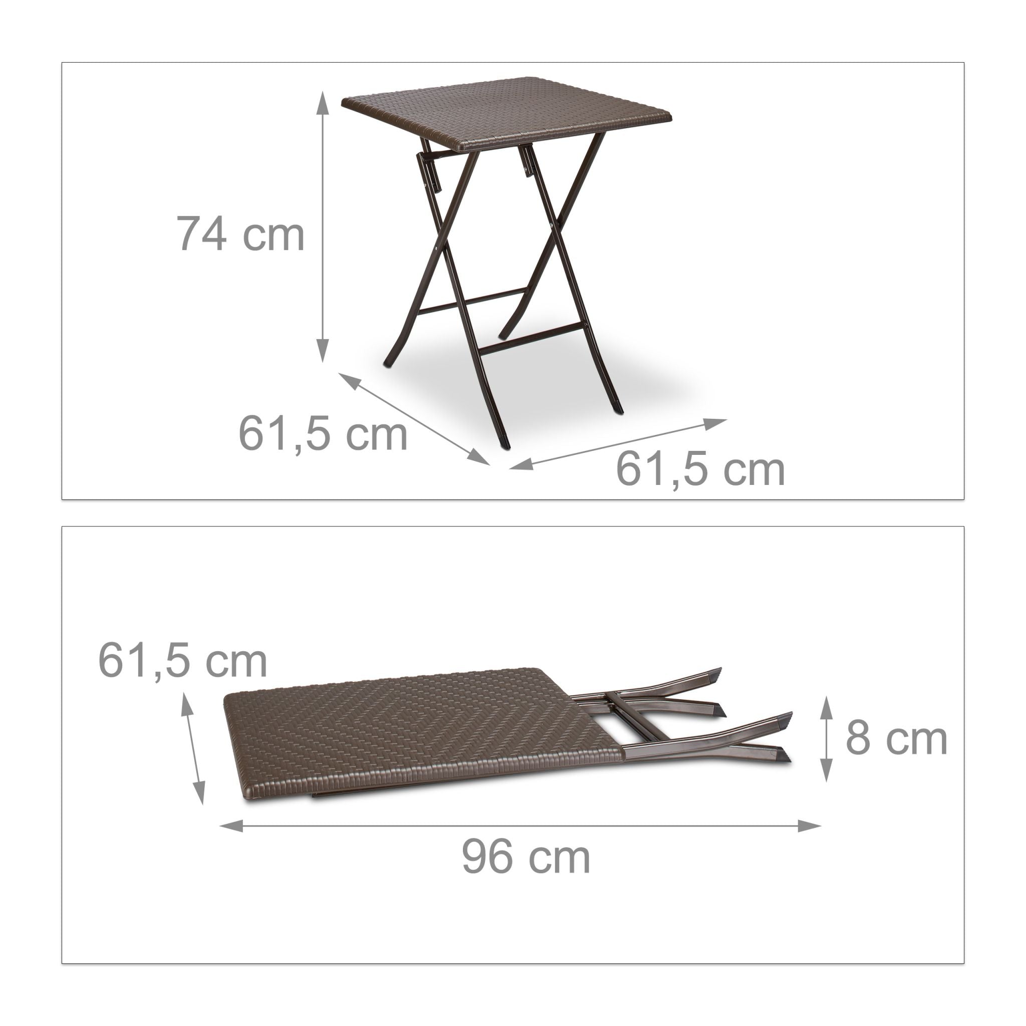 Gartentisch klappbar BASTIAN Dunkelbraun von Relaxdays