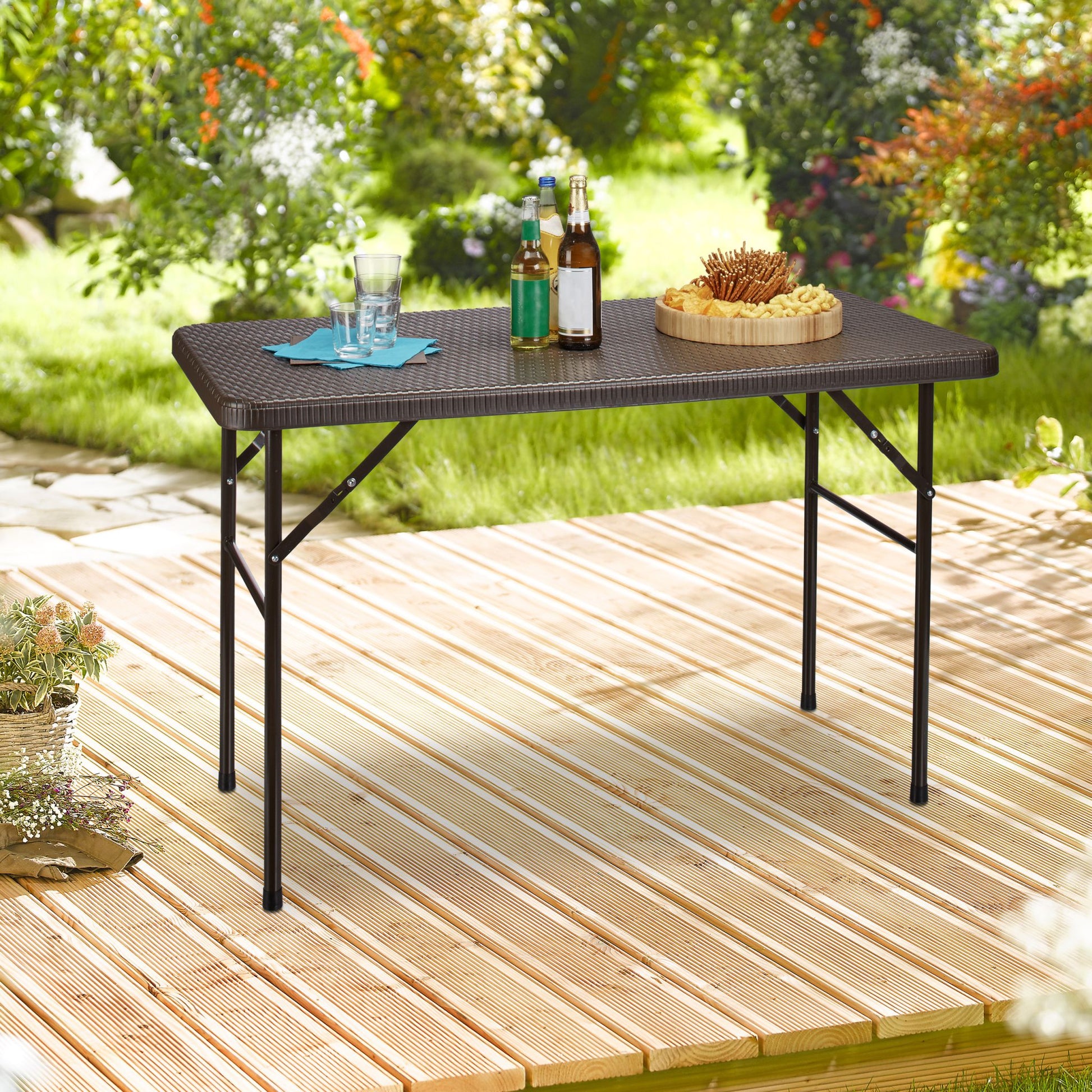 Gartentisch klappbar BASTIAN Dunkelbraun von Relaxdays