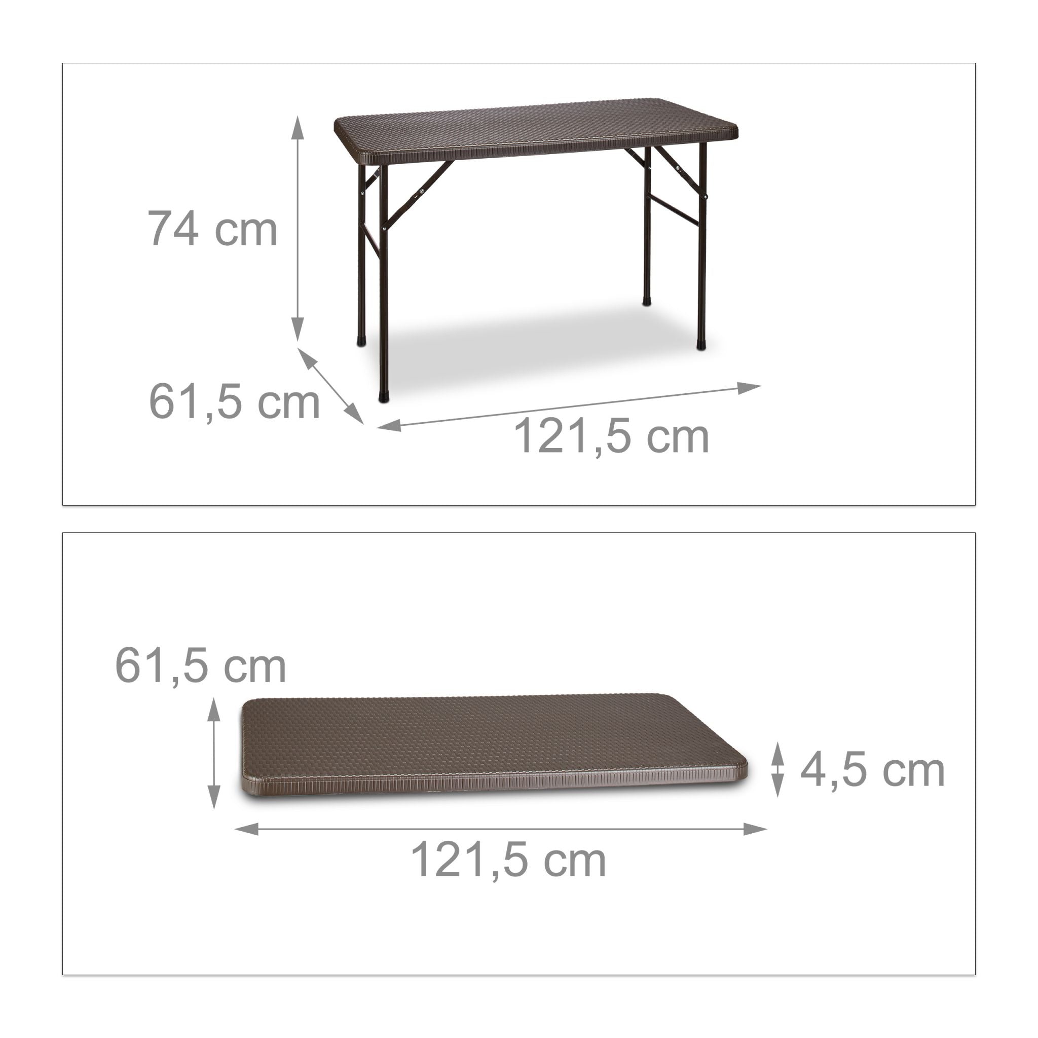 Gartentisch klappbar BASTIAN Dunkelbraun von Relaxdays