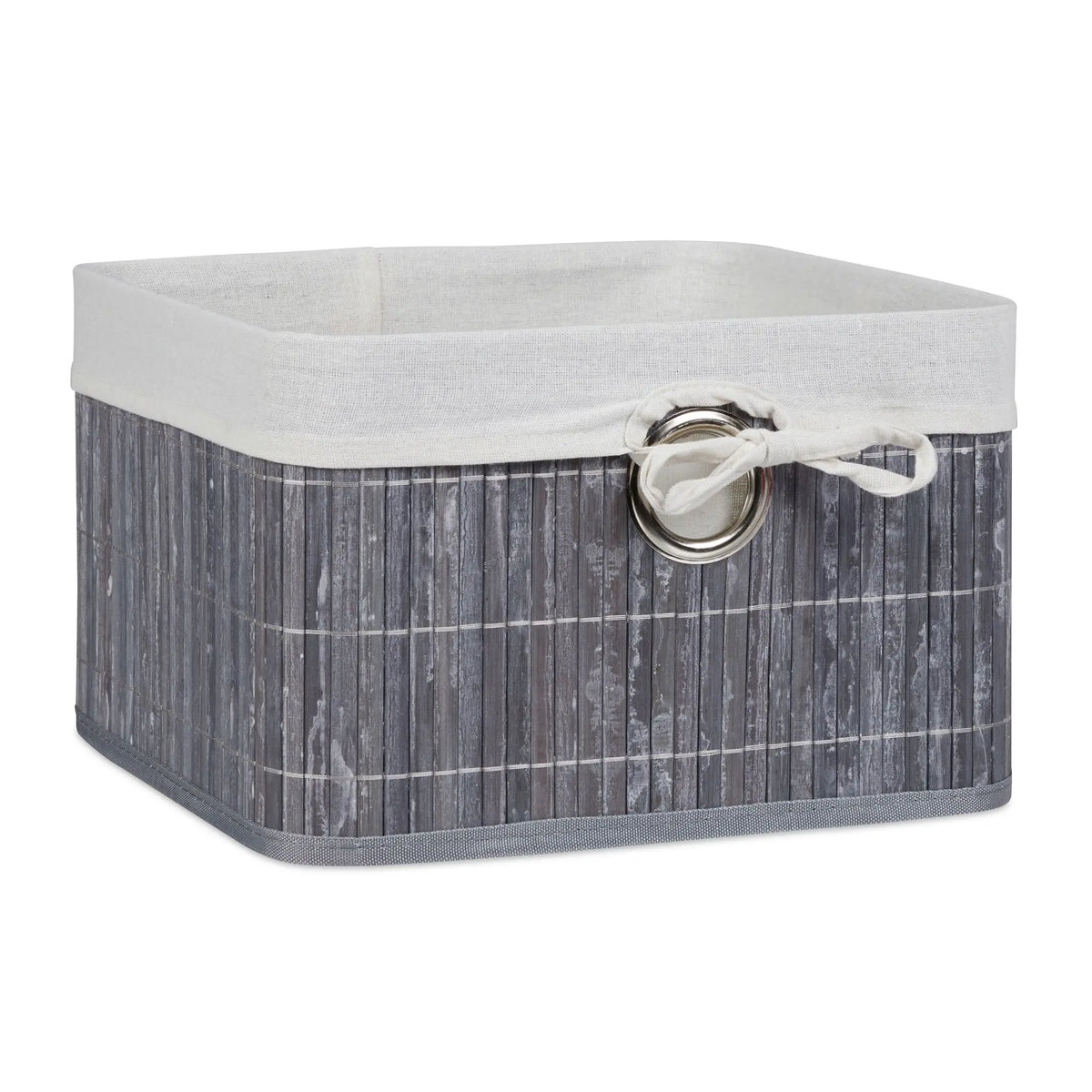 Aufbewahrungskorb Bambus Weiss-Silber-Grau von Relaxdays
