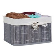 Aufbewahrungskorb Bambus Weiss-Silber-Grau von Relaxdays