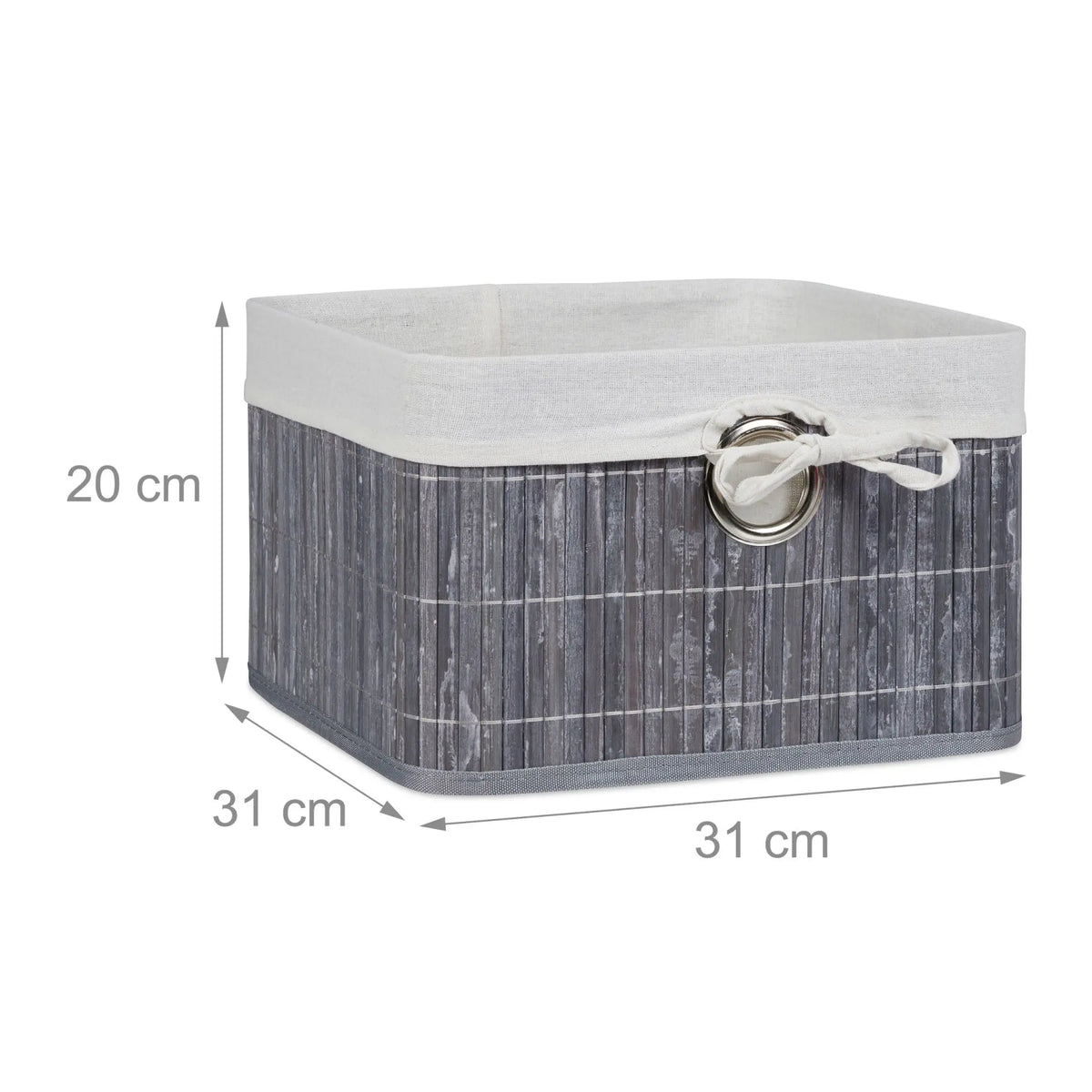 Aufbewahrungskorb Bambus Weiss-Silber-Grau von Relaxdays
