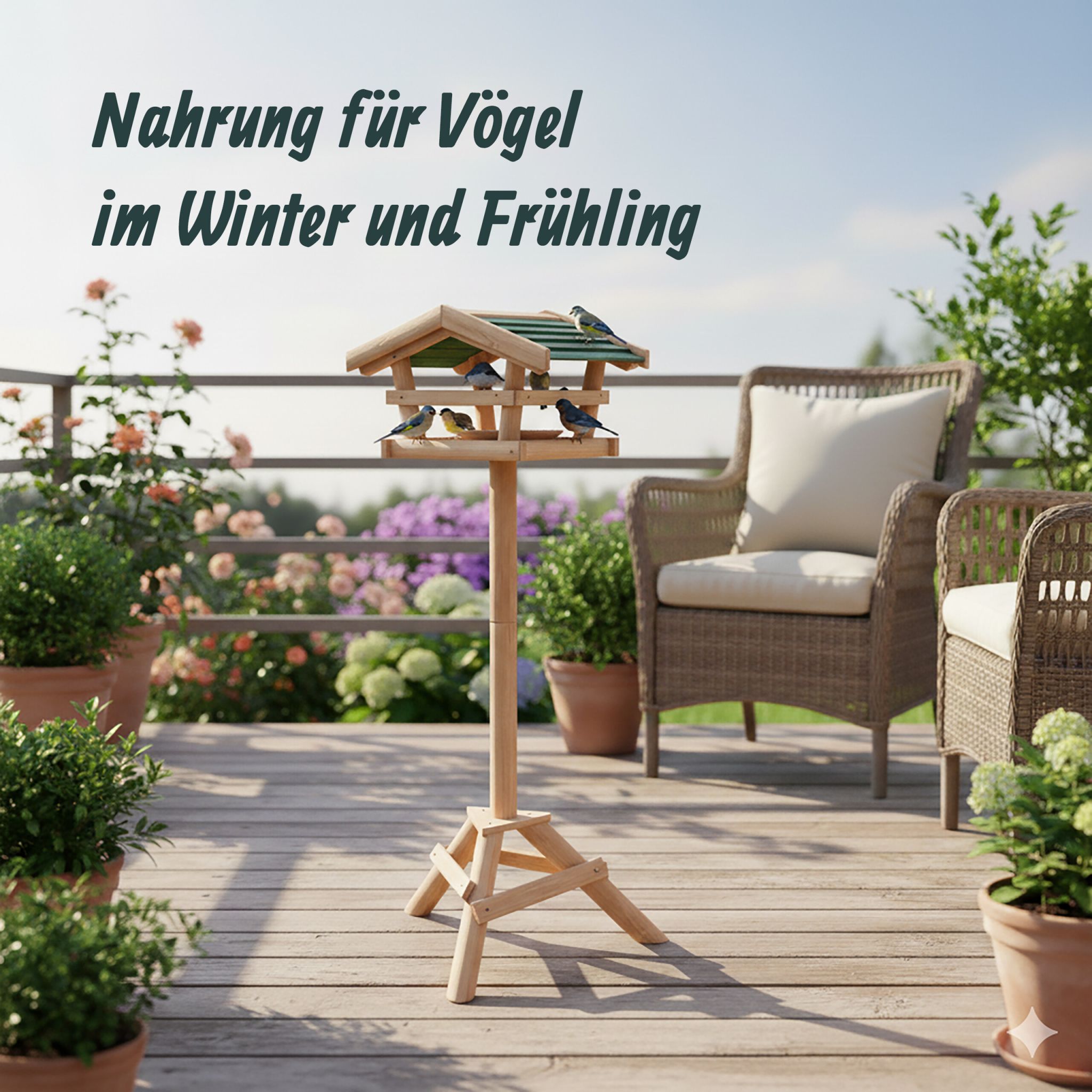 Vogelfutterhaus mit Ständer Dunkelgrün-Hellbraun
