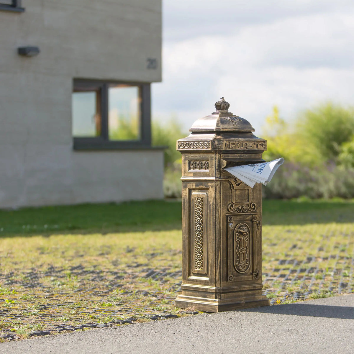 Standbriefkasten Antik Gold von Relaxdays