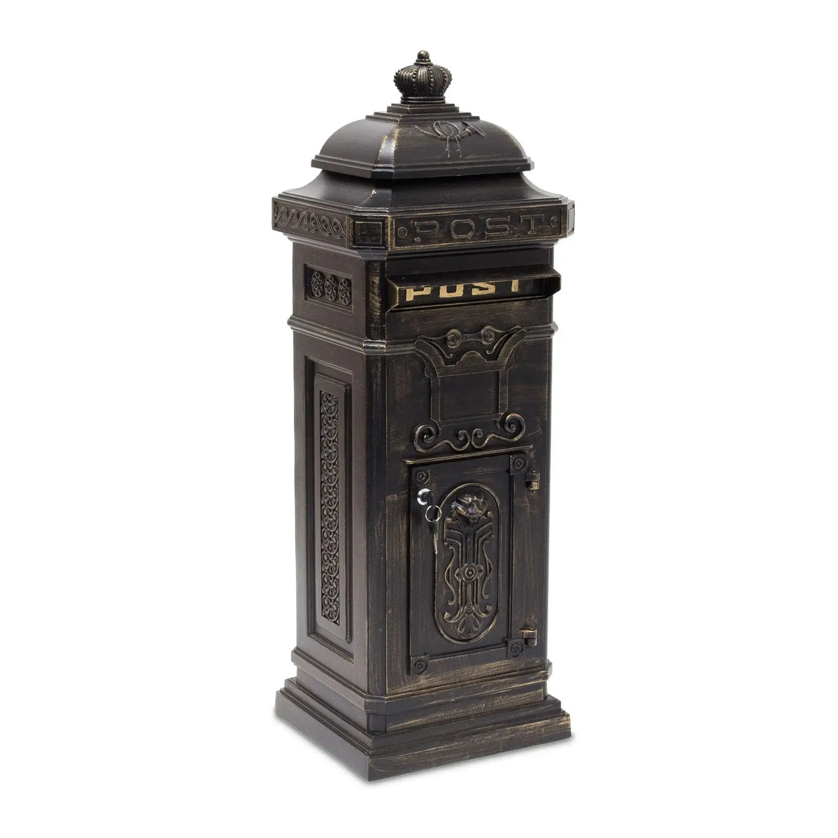 Standbriefkasten Antik Dunkelbraun-Gold von Relaxdays