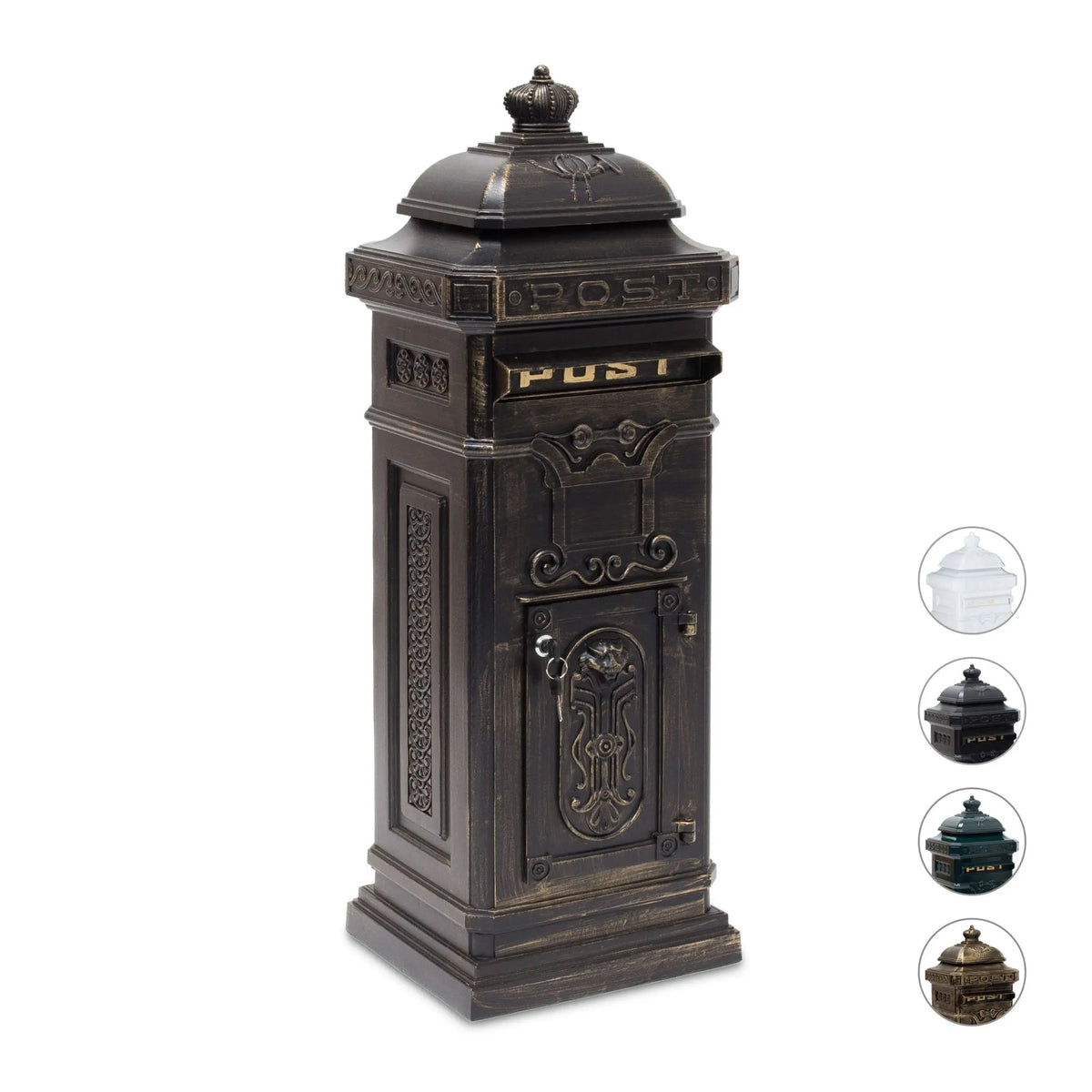 Standbriefkasten Antik Dunkelbraun-Gold von Relaxdays