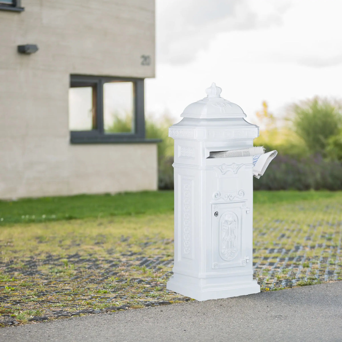 Standbriefkasten Antik Weiss-Gold von Relaxdays
