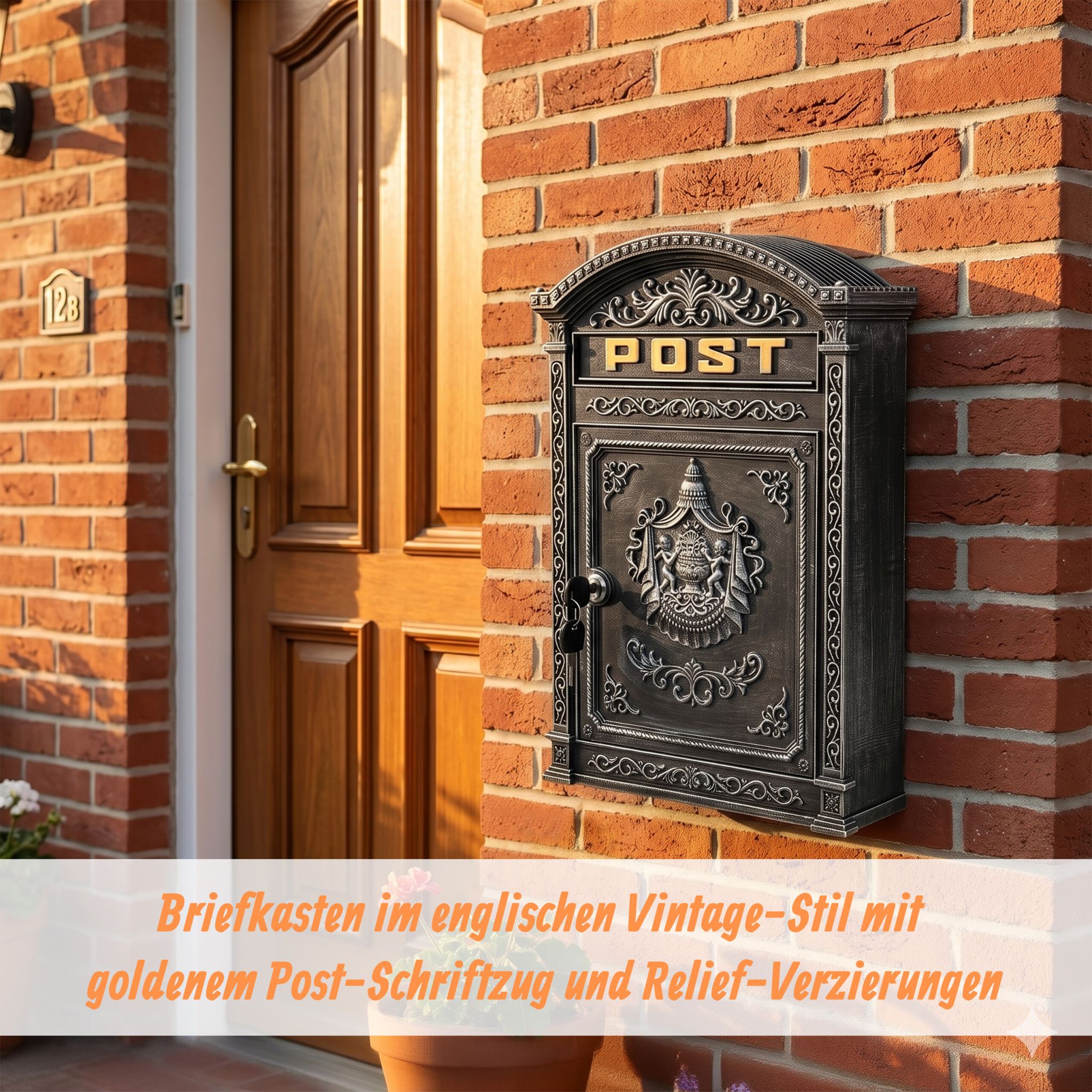 Briefkasten Antik Gold-Grau von Relaxdays