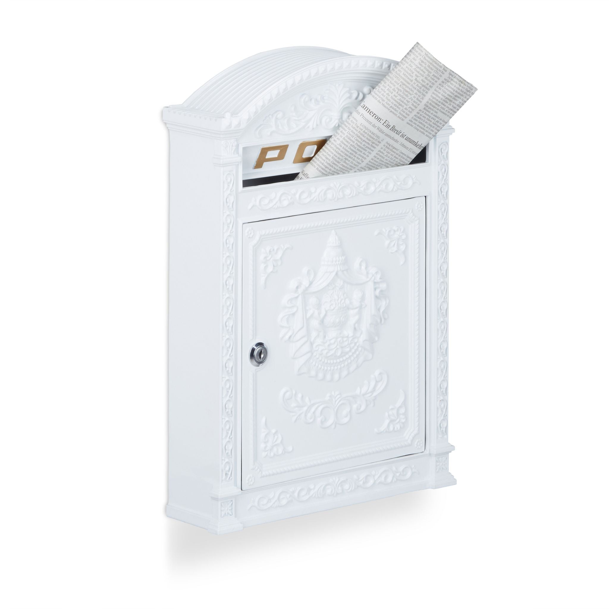 Briefkasten Antik Weiss-Gold von Relaxdays