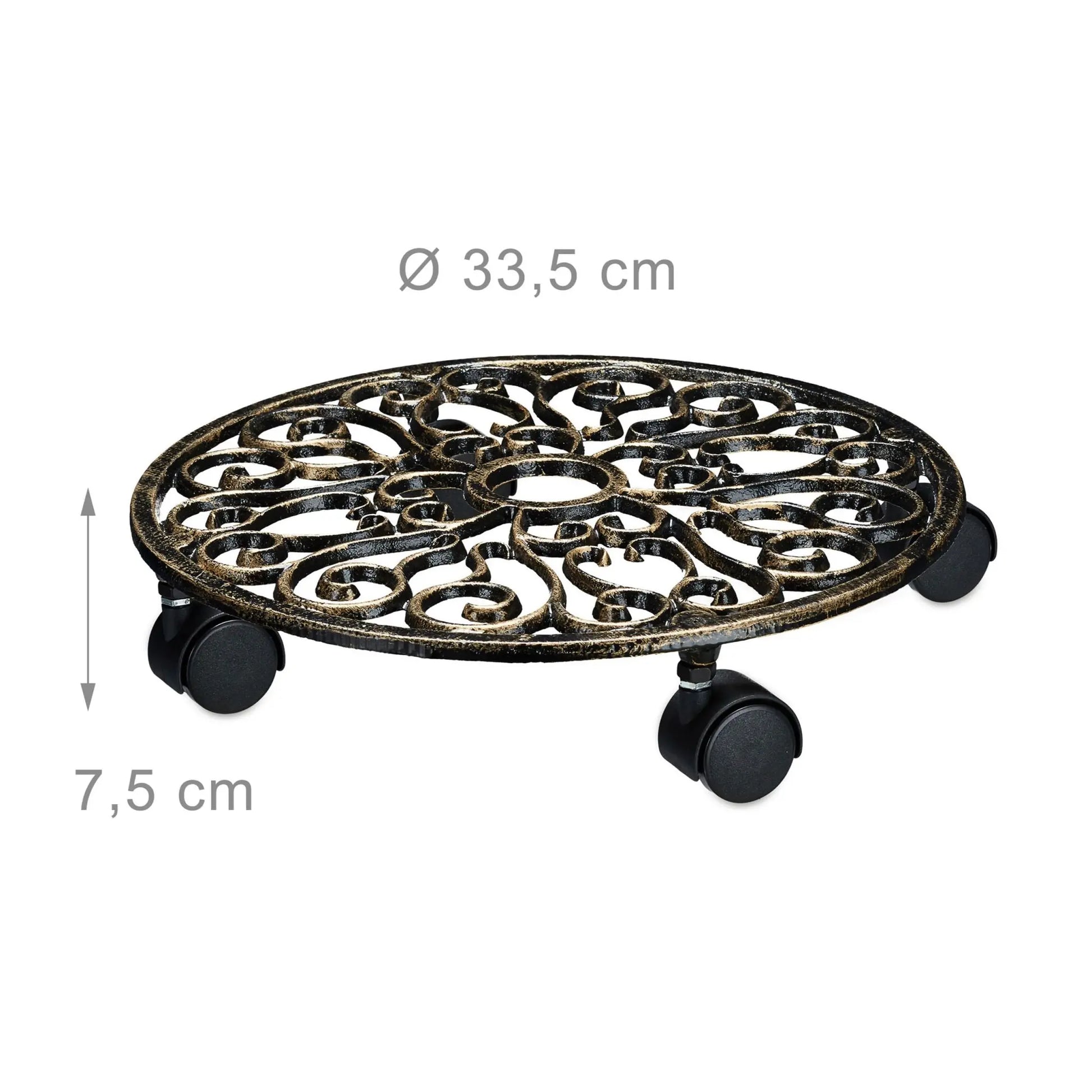 Pflanzenroller Gusseisen Braun-Schwarz von Relaxdays