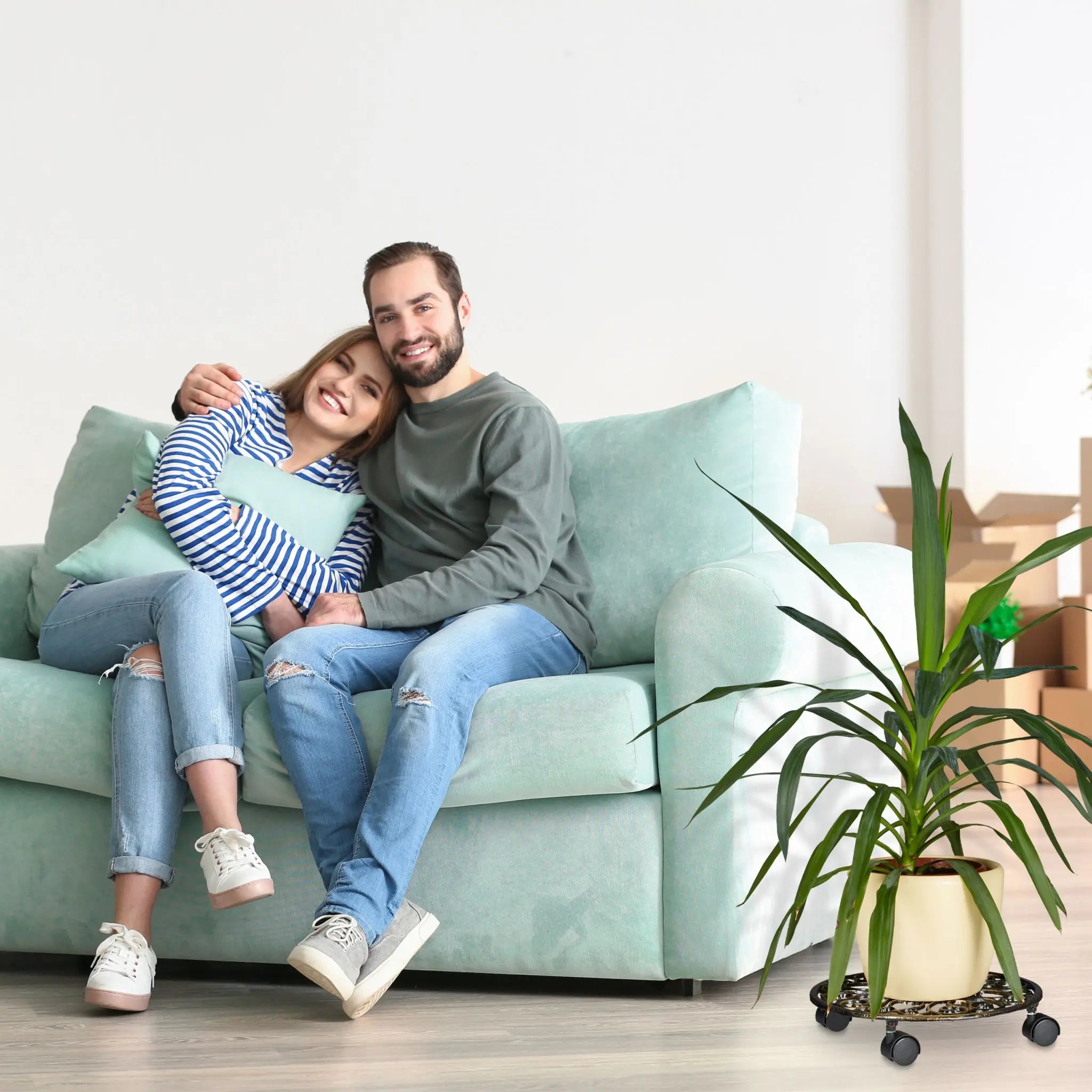 Pflanzenroller Gusseisen Braun-Schwarz von Relaxdays