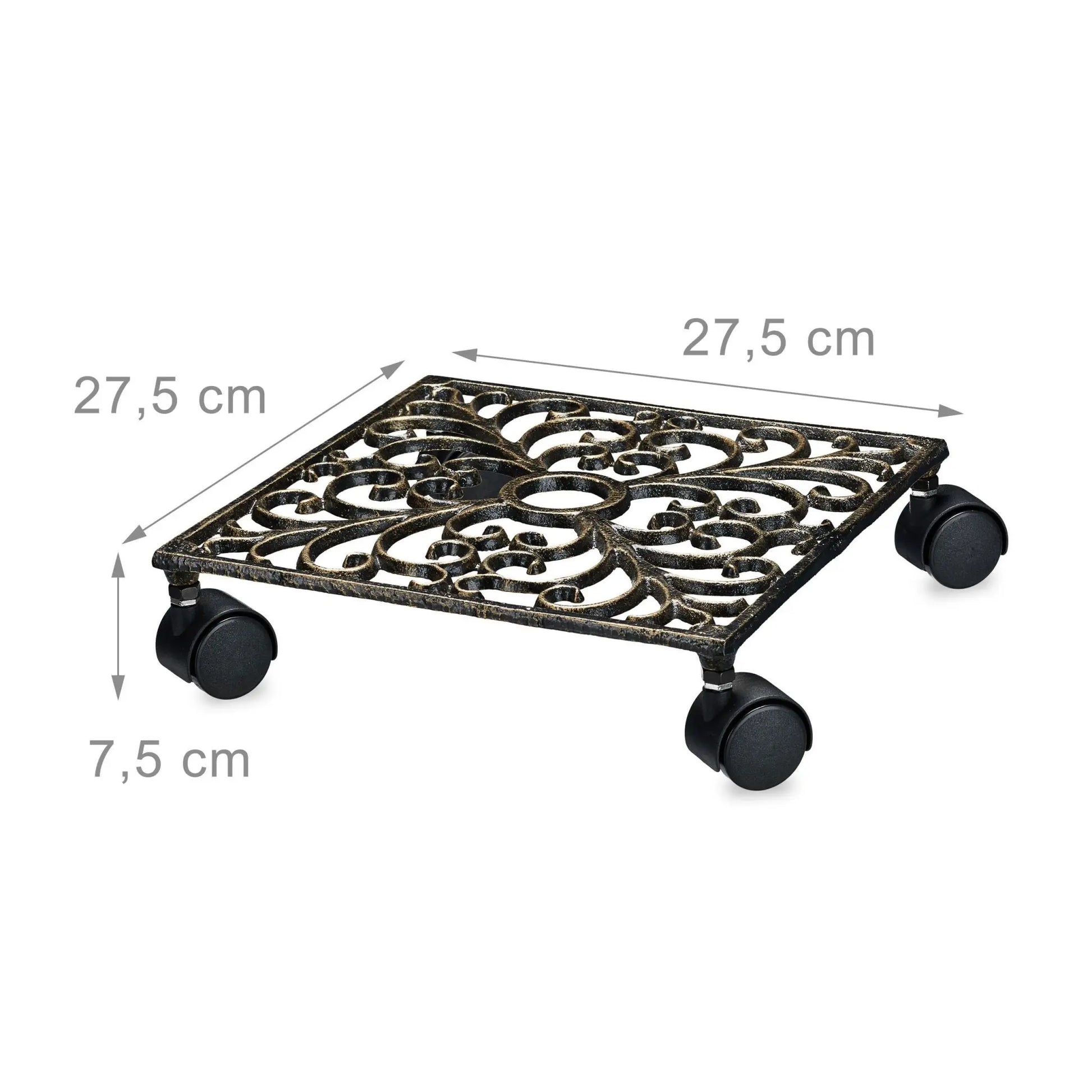 Pflanzenroller Gusseisen Braun-Schwarz von Relaxdays