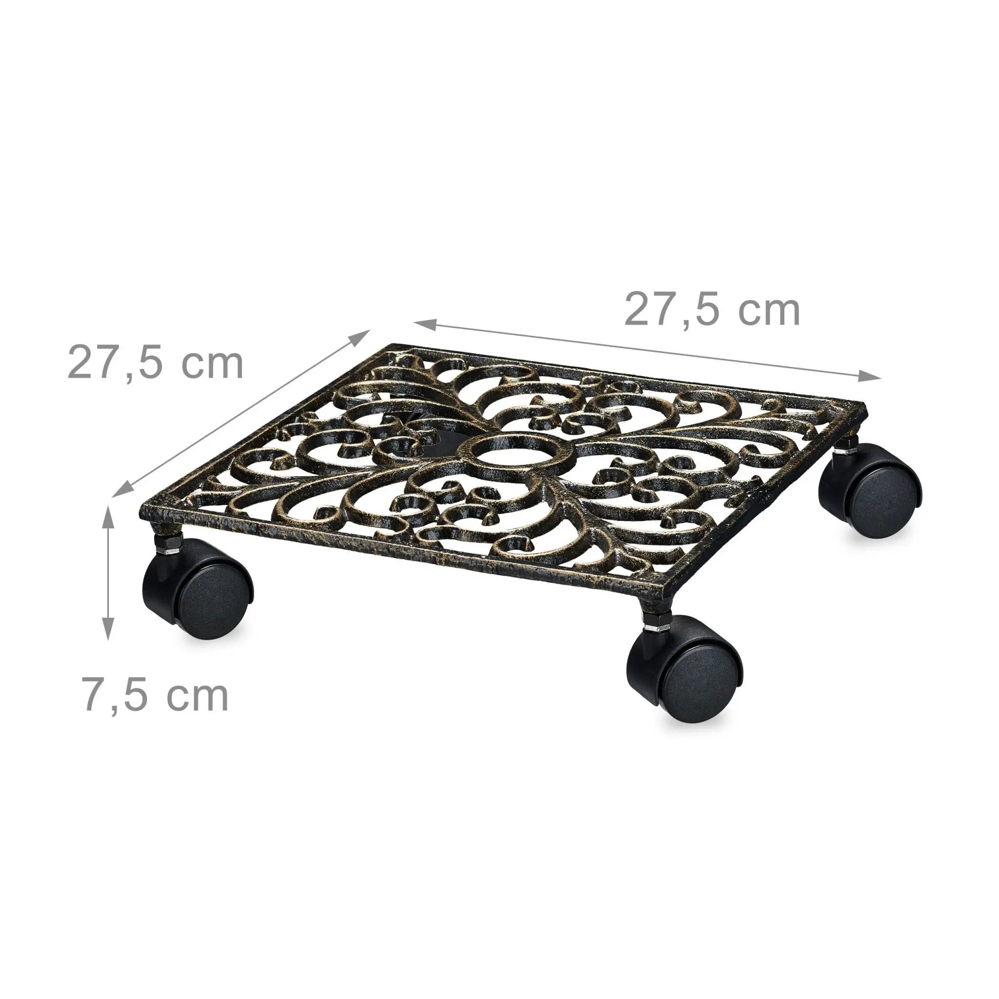 Pflanzenroller Gusseisen Braun-Schwarz von Relaxdays
