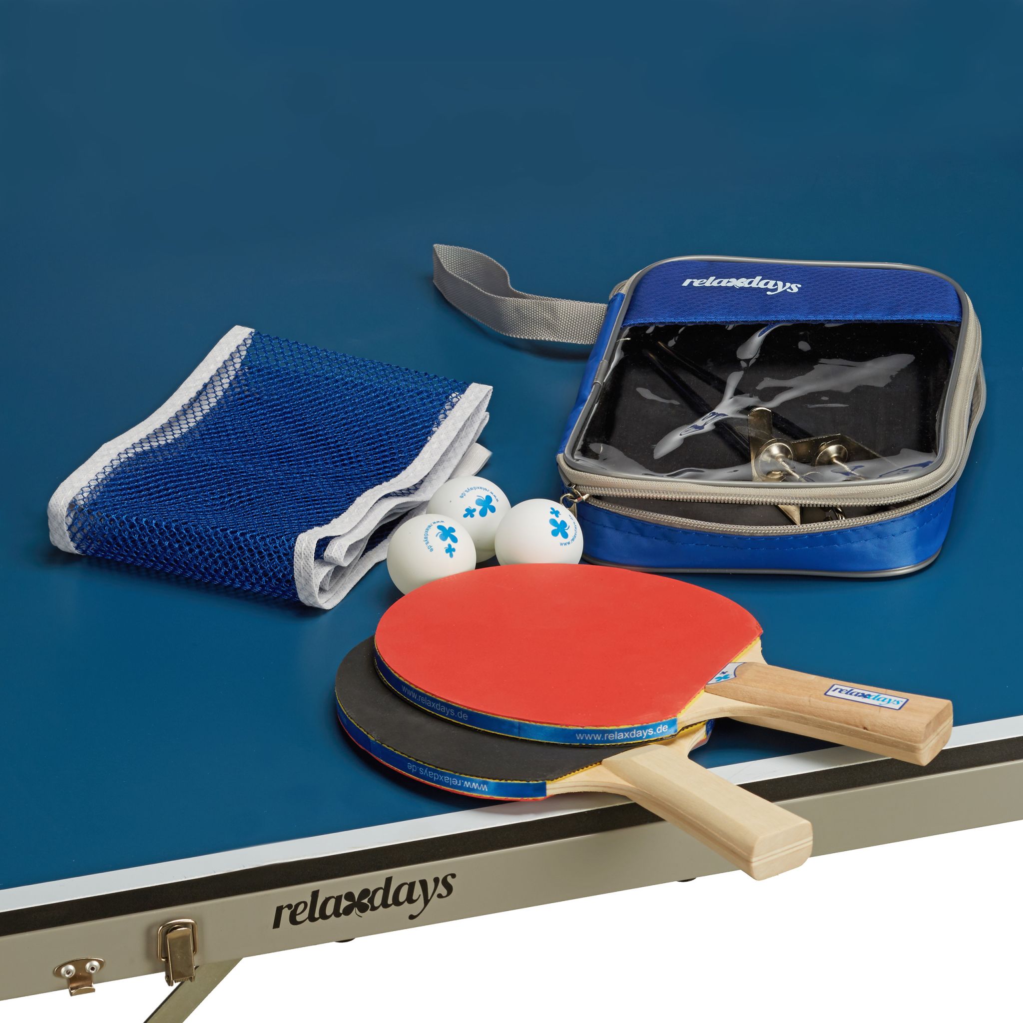 Tischtennis-Set 2 Sterne Weiss-Blau-Hellbraun von Relaxdays