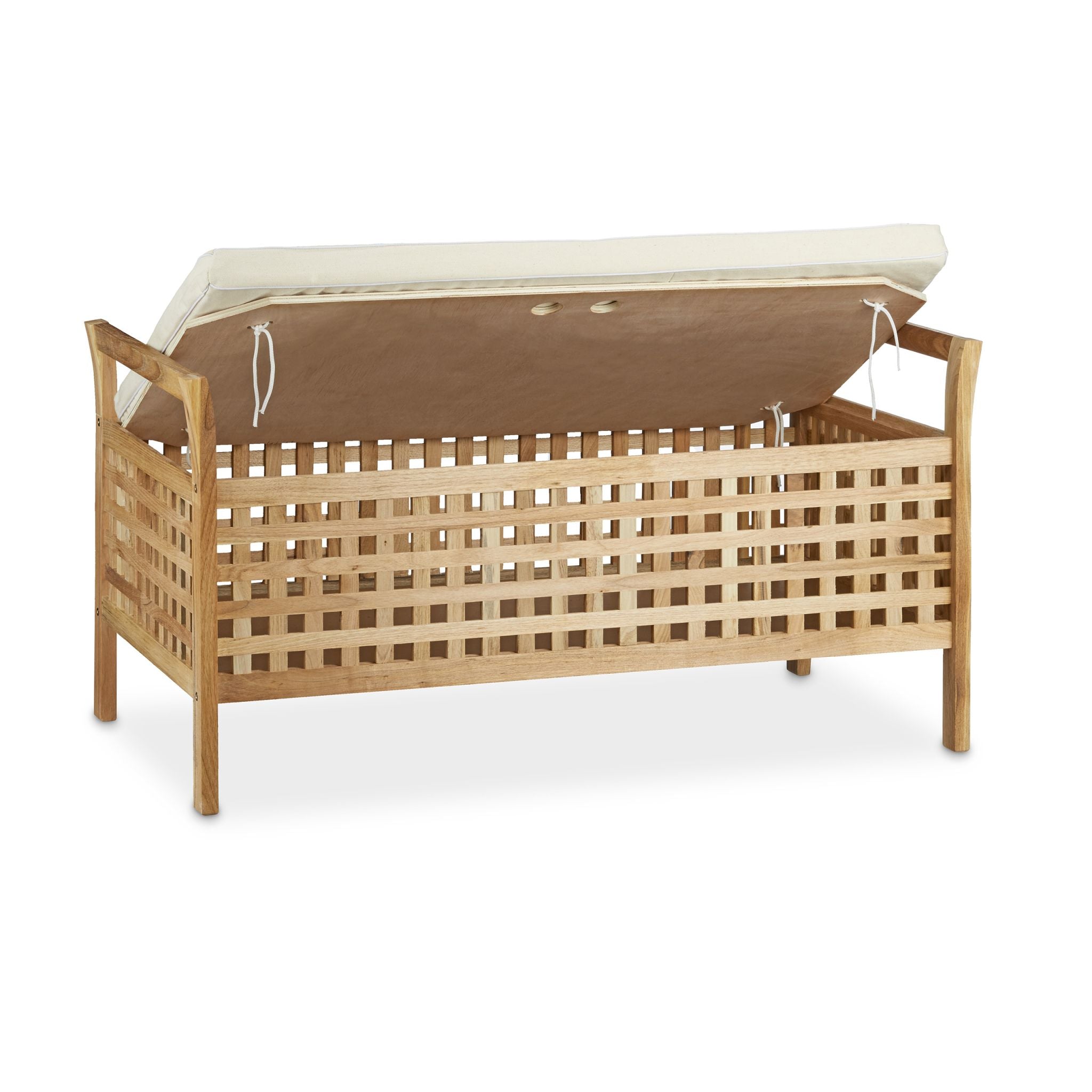 Sitzbank Walnuss mit Stauraum Weiss-Hellbraun von Relaxdays