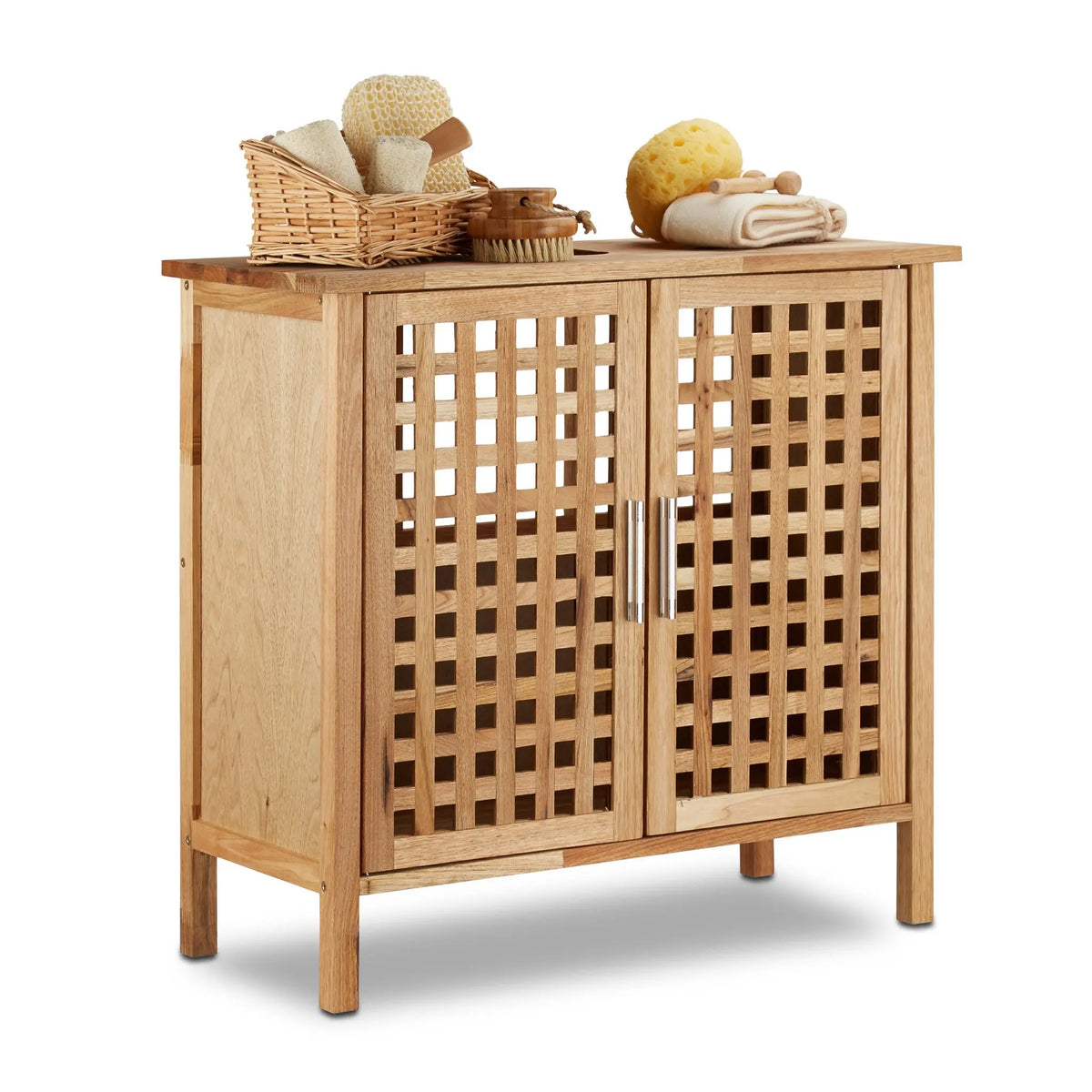 Waschbeckenunterschrank Walnuss Hellbraun-Silber von Relaxdays