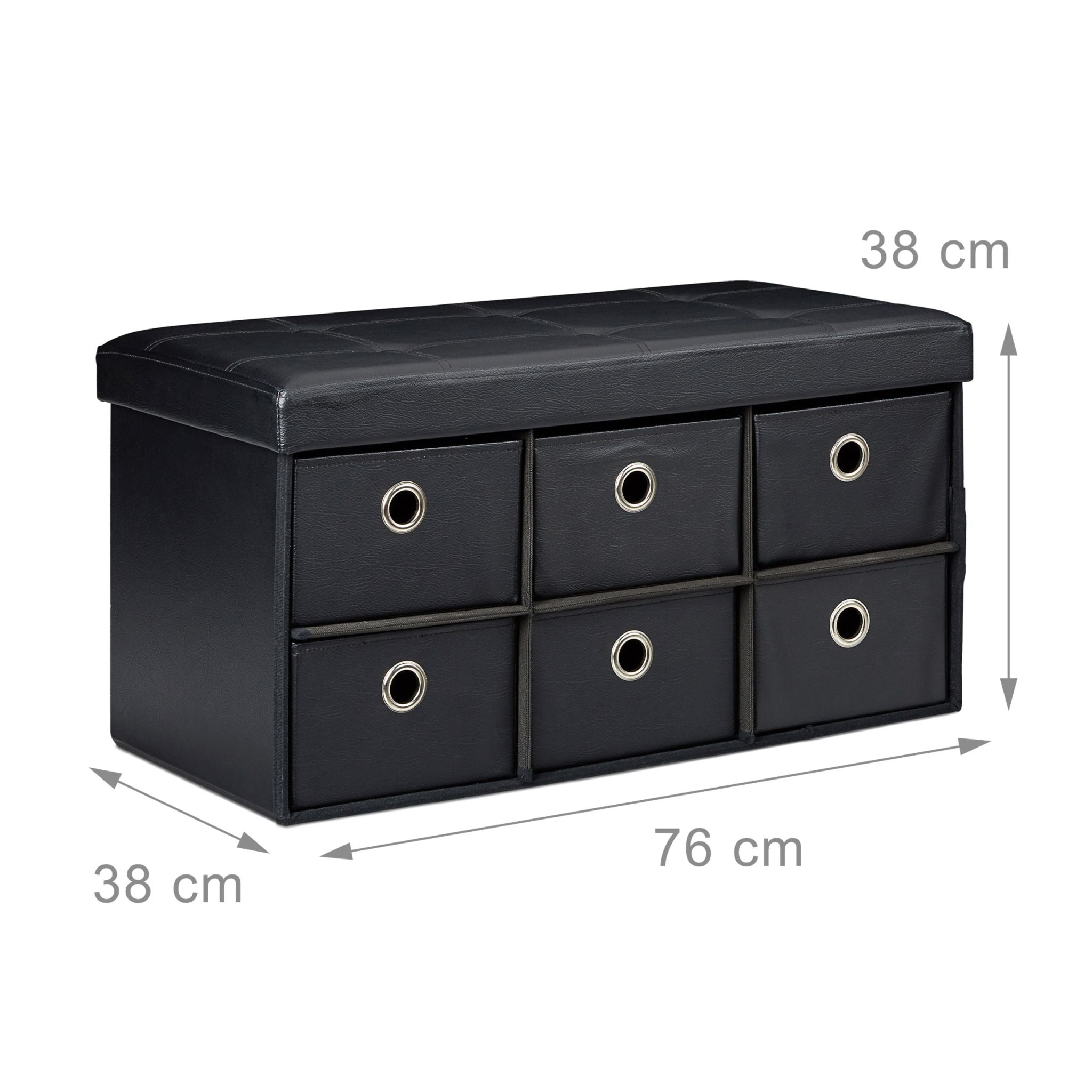 Sitzbank mit Stauraum Schwarz von Relaxdays