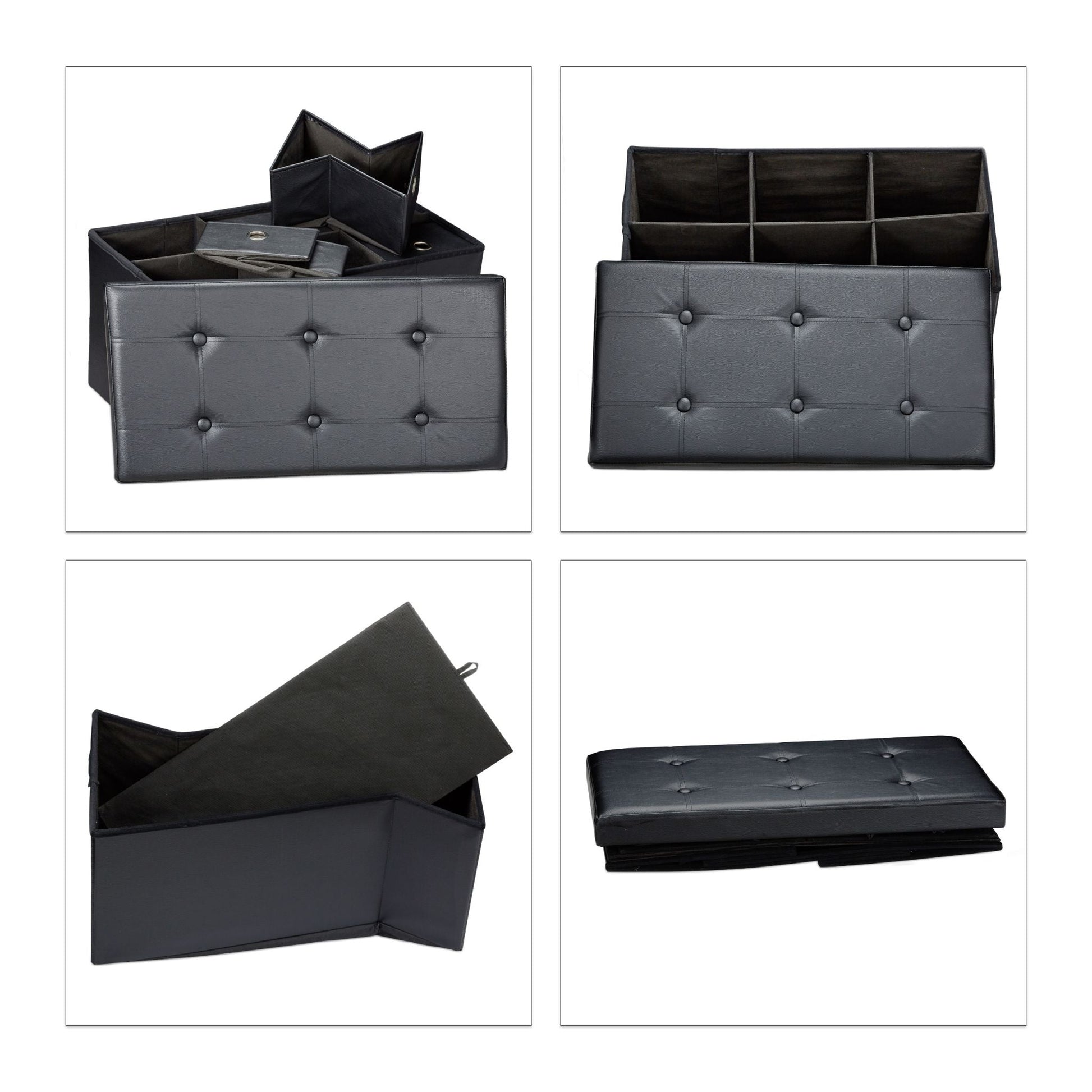 Sitzbank mit Stauraum Schwarz von Relaxdays