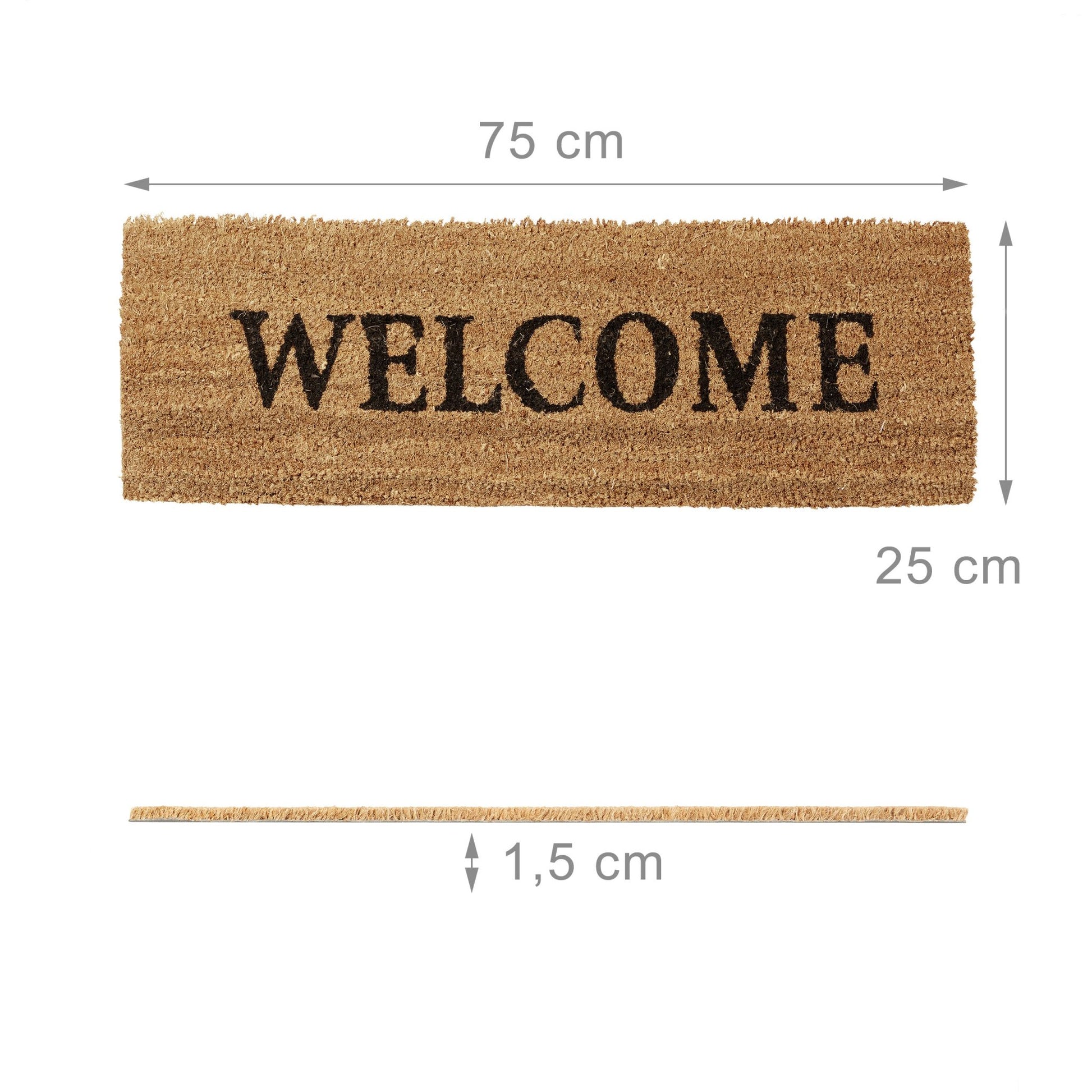 Fussmatte schmal WELCOME Hellbraun-Schwarz von Relaxdays