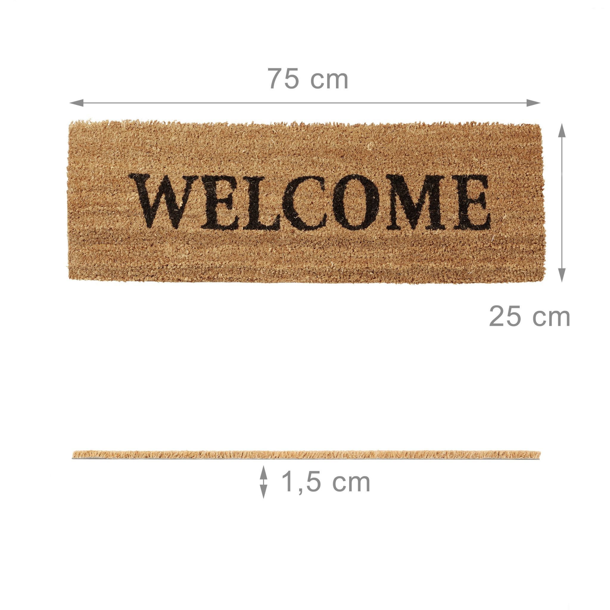 Fussmatte schmal WELCOME Hellbraun-Schwarz von Relaxdays