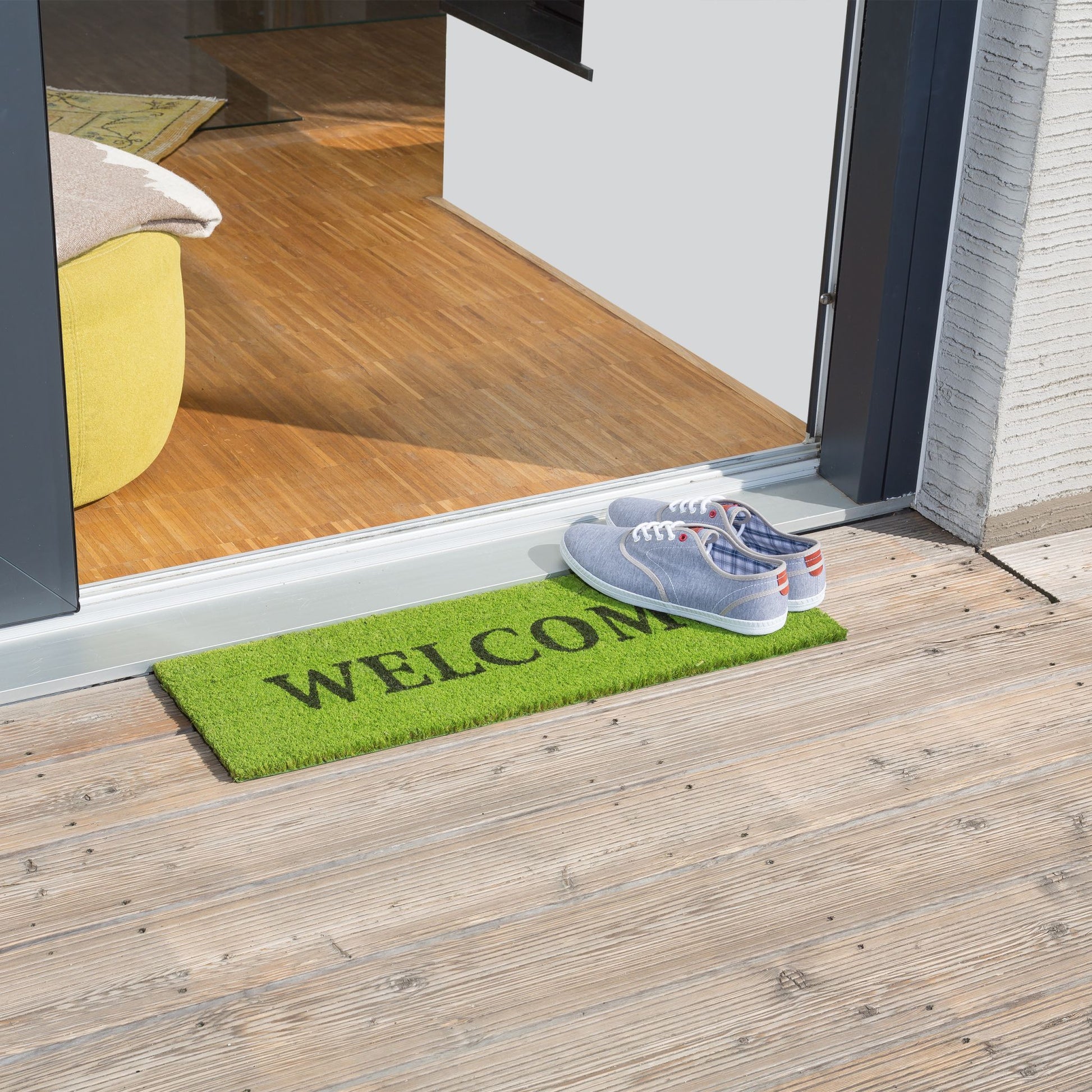 Fussmatte schmal WELCOME Grün-Hellbraun von Relaxdays